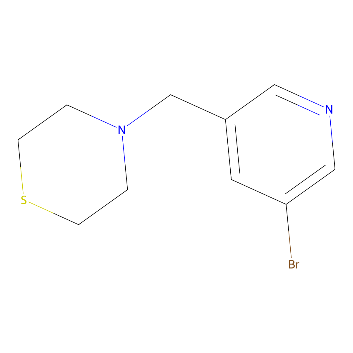 4-((5-Bromopyridin-3-yl)methyl)thiomorpholine molecular structure, CAS 1565575-93-0