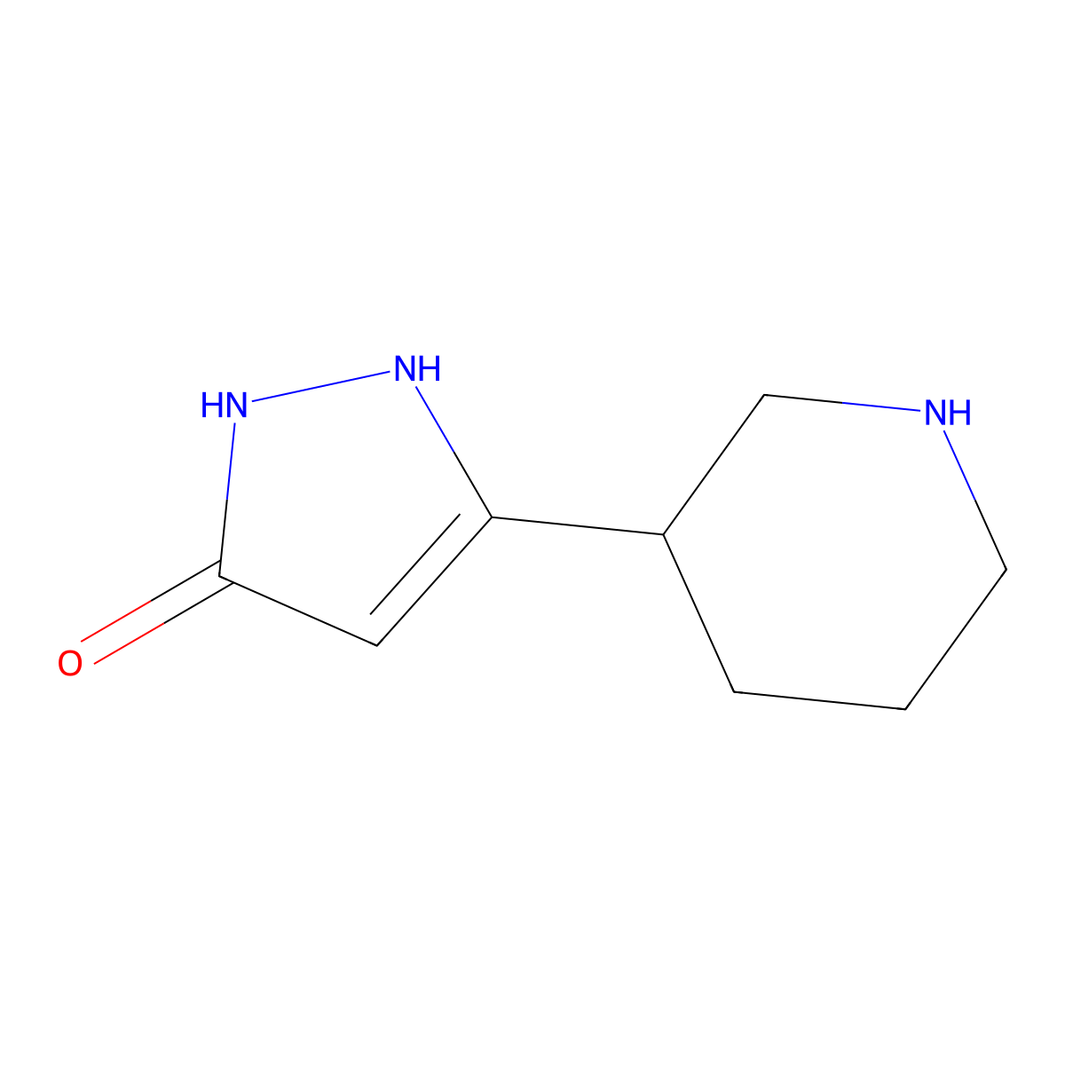 5-(piperidin-3-yl)-2,3-dihydro-1H-pyrazol-3-one molecular structure, CAS 1565589-78-7