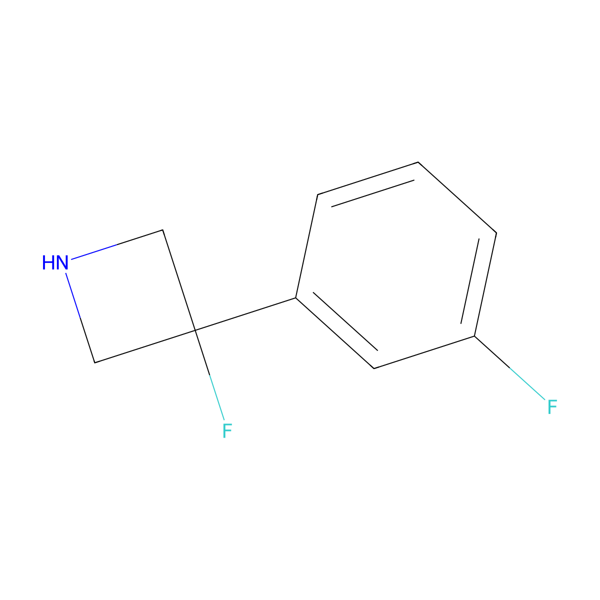3-Fluoro-3-(3-fluorophenyl)azetidine molecular structure, CAS 1565596-72-6