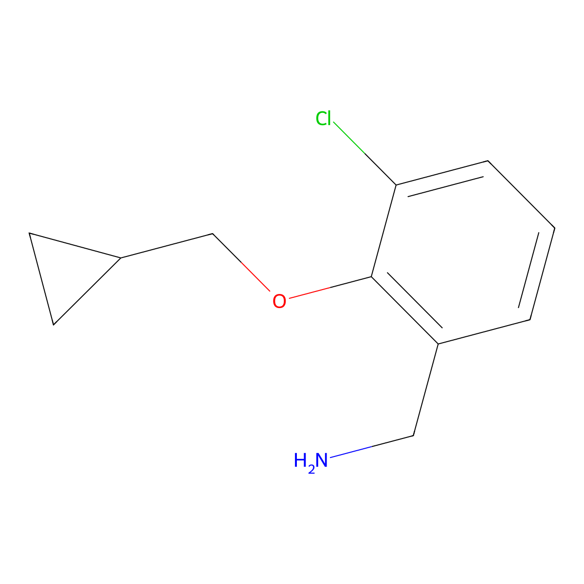 3-Chloro-2-cyclopropylmethoxy-benzylamine molecular structure, CAS 1565609-02-0