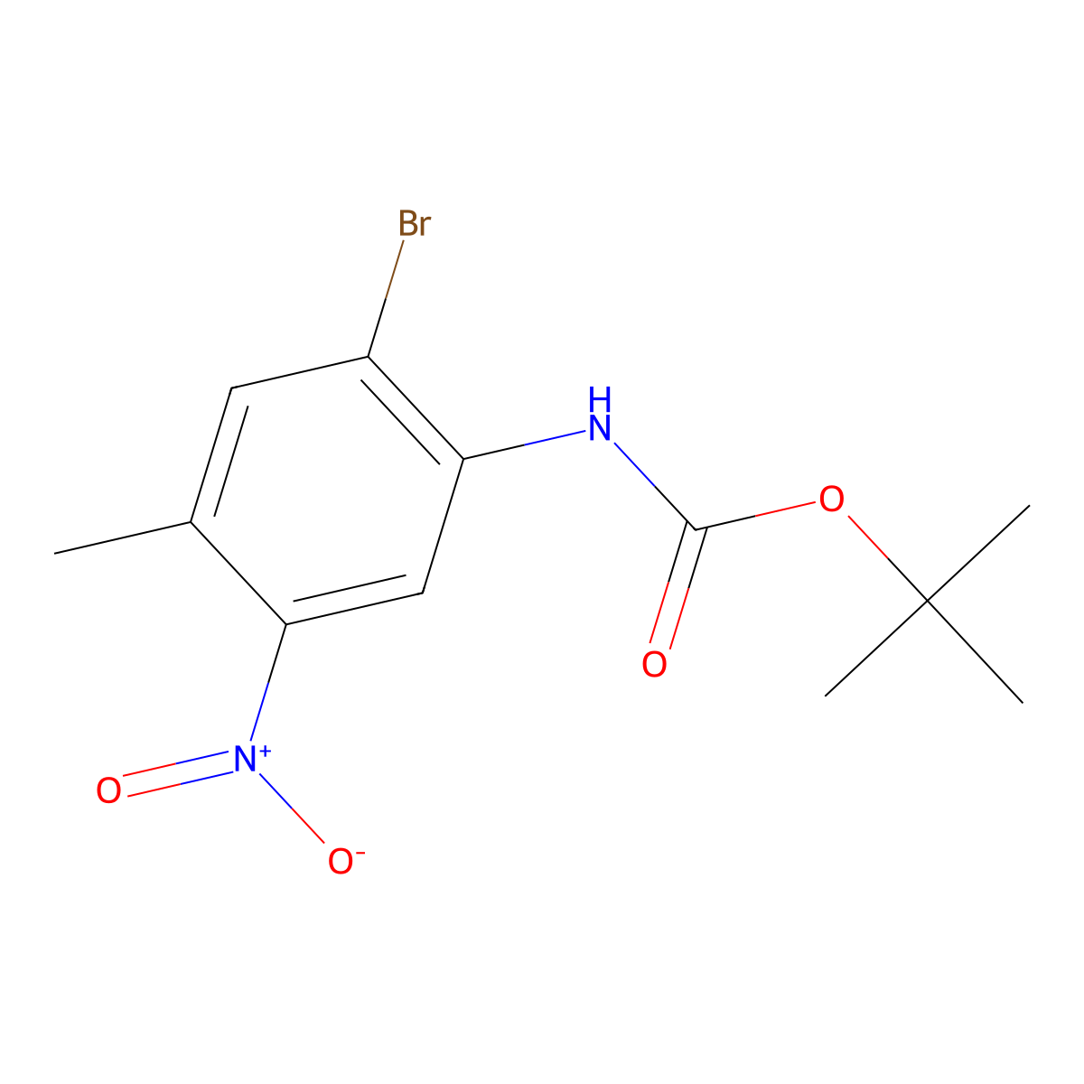 tert-butyl N-(2-bromo-4-methyl-5-nitrophenyl)carbamate molecular structure, CAS 1565617-65-3