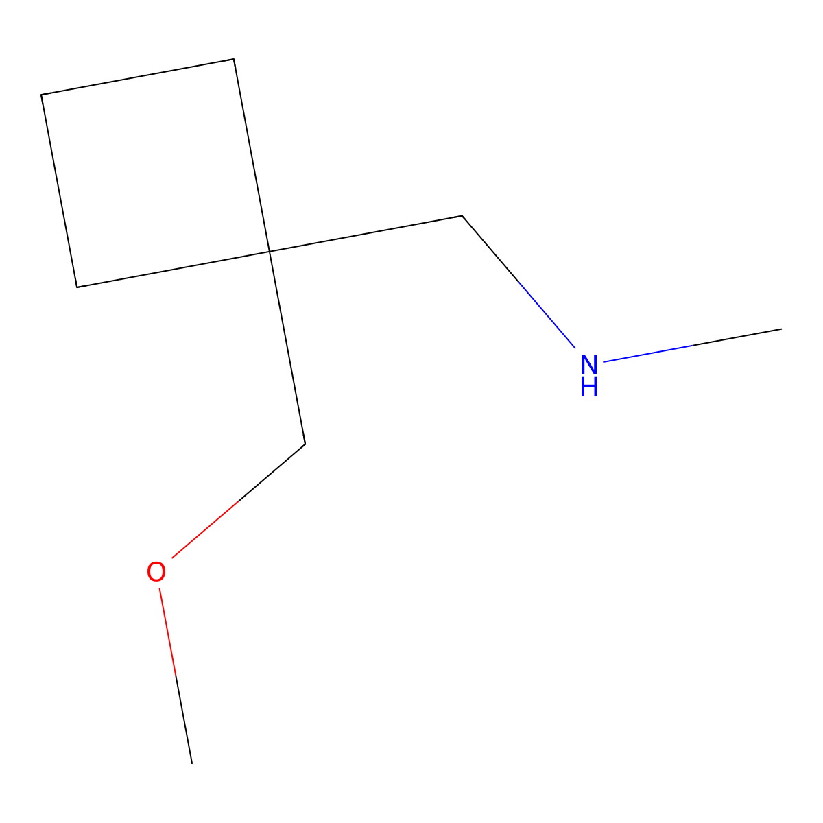 {[1-(Methoxymethyl)cyclobutyl]methyl}(methyl)amine molecular structure, CAS 1565619-97-7