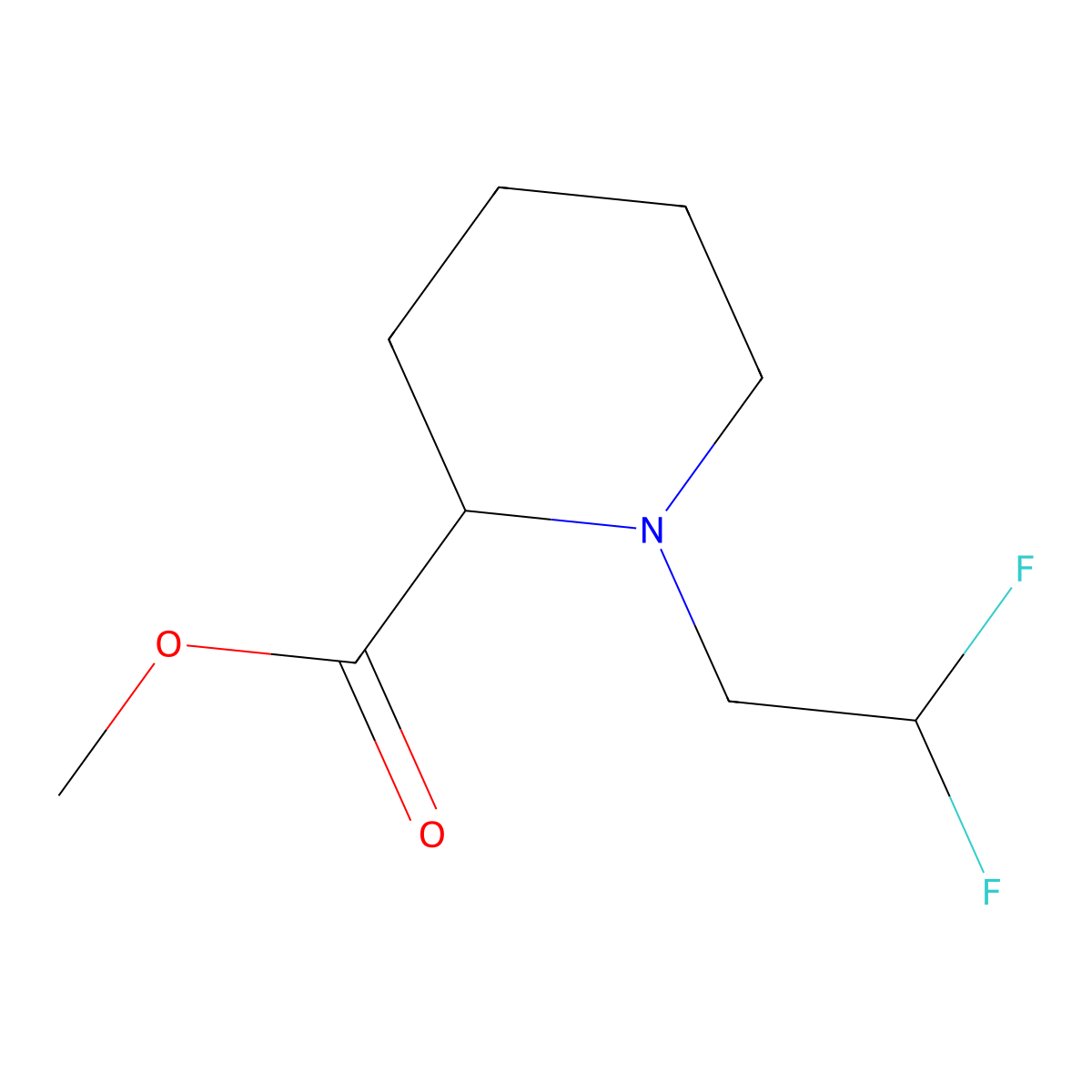 Methyl 1-(2,2-difluoroethyl)piperidine-2-carboxylate molecular structure, CAS 1565620-86-1