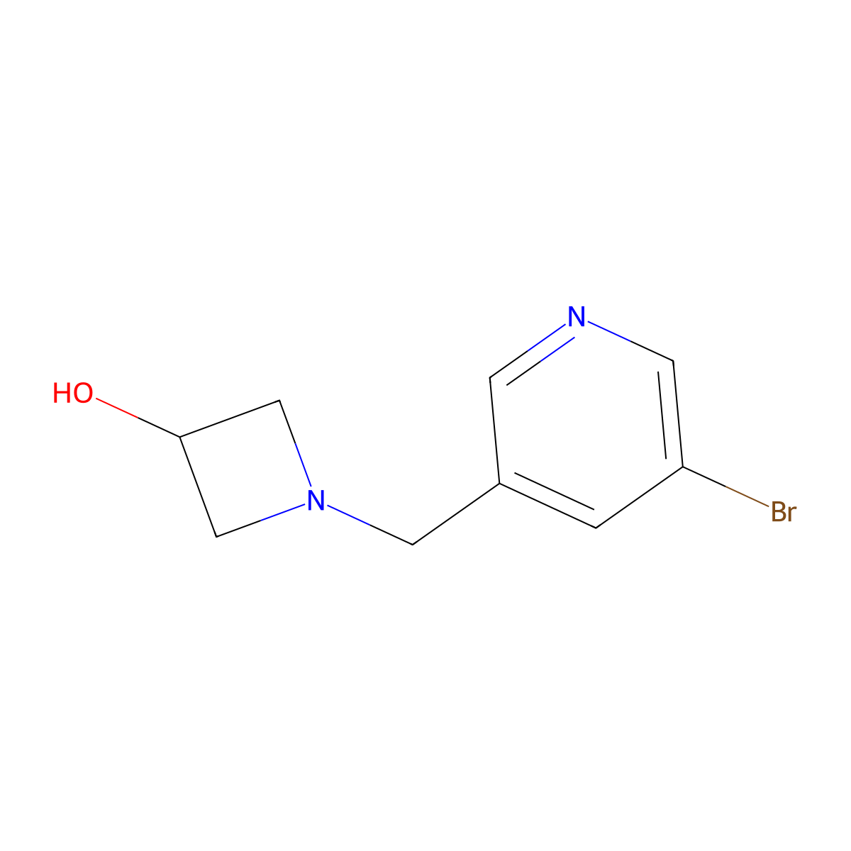 1-[(5-Bromopyridin-3-yl)methyl]azetidin-3-ol molecular structure, CAS 1565626-20-1