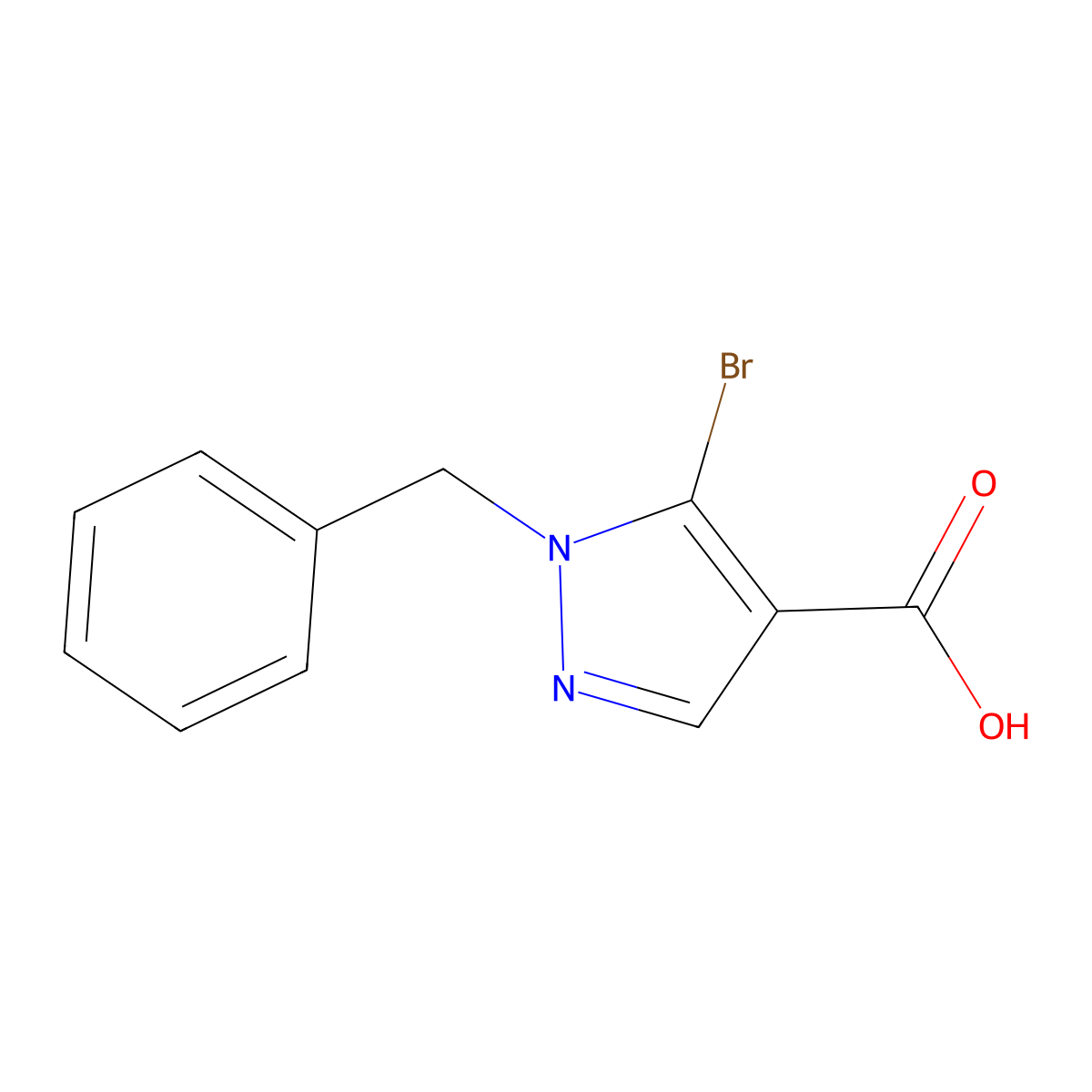 1-benzyl-5-bromo-1H-pyrazole-4-carboxylic acid molecular structure, CAS 1565634-23-2