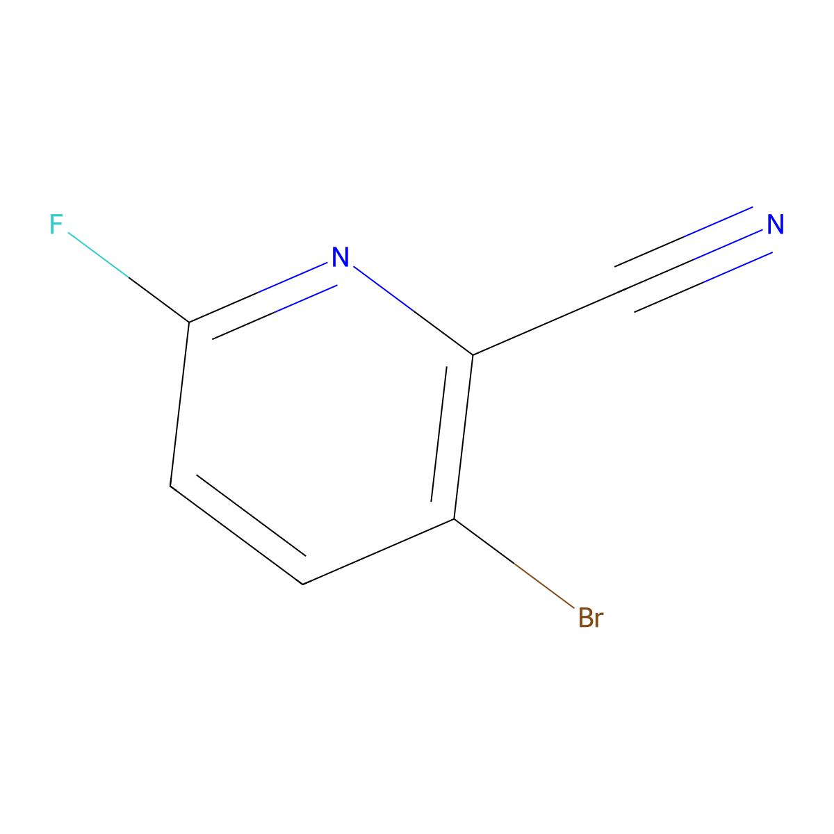 3-Bromo-6-fluoropyridine-2-carbonitrile molecular structure, CAS 1565634-54-9
