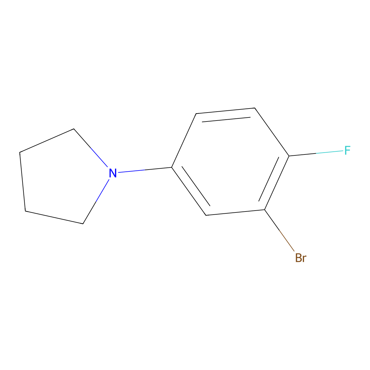 1-(3-Bromo-4-fluorophenyl)pyrrolidine molecular structure, CAS 1565650-76-1