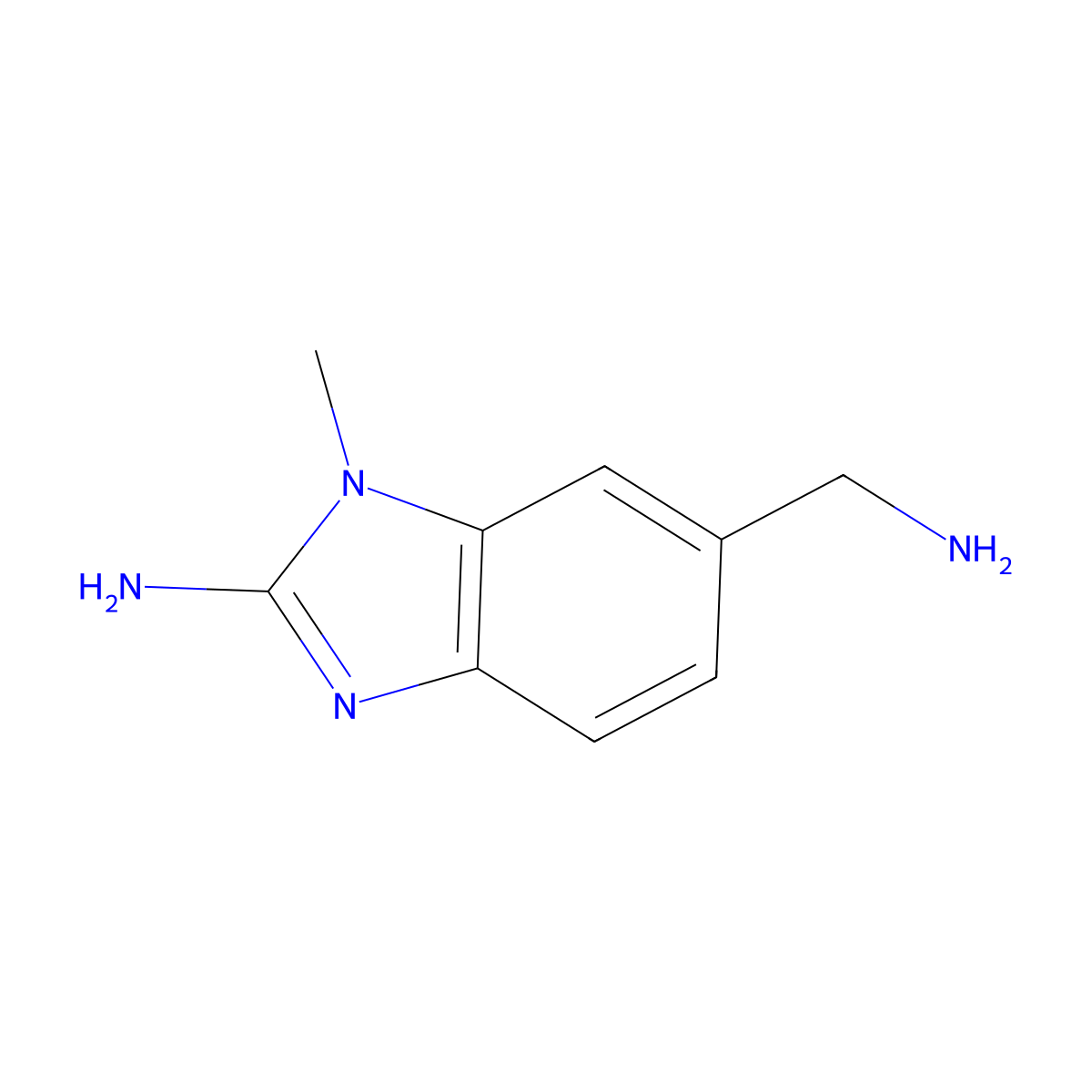 6-(aminomethyl)-1-methyl-1H-1,3-benzodiazol-2-amine molecular structure, CAS 1565663-25-3