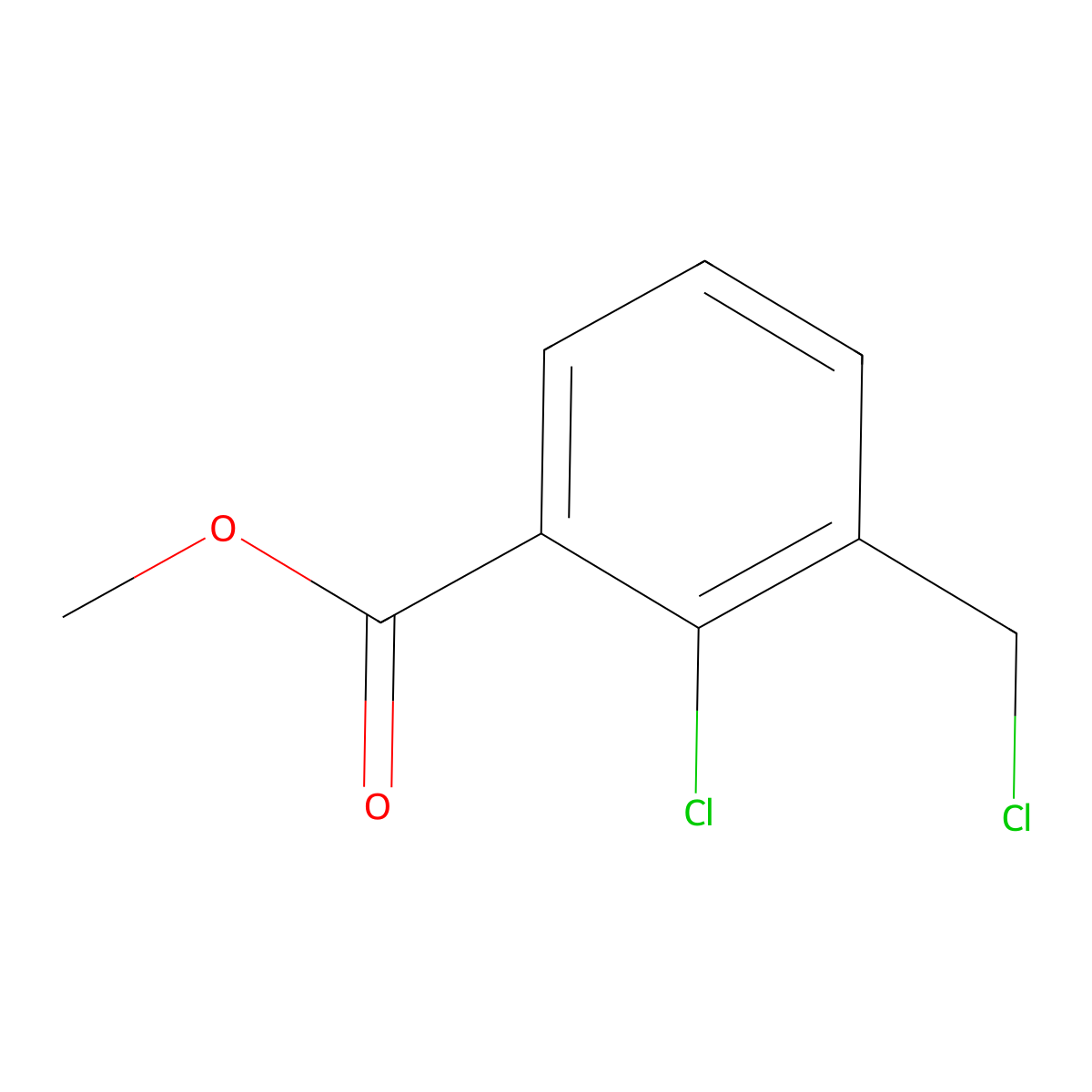 Methyl 2-chloro-3-(chloromethyl)benzoate molecular structure, CAS 1565684-13-0
