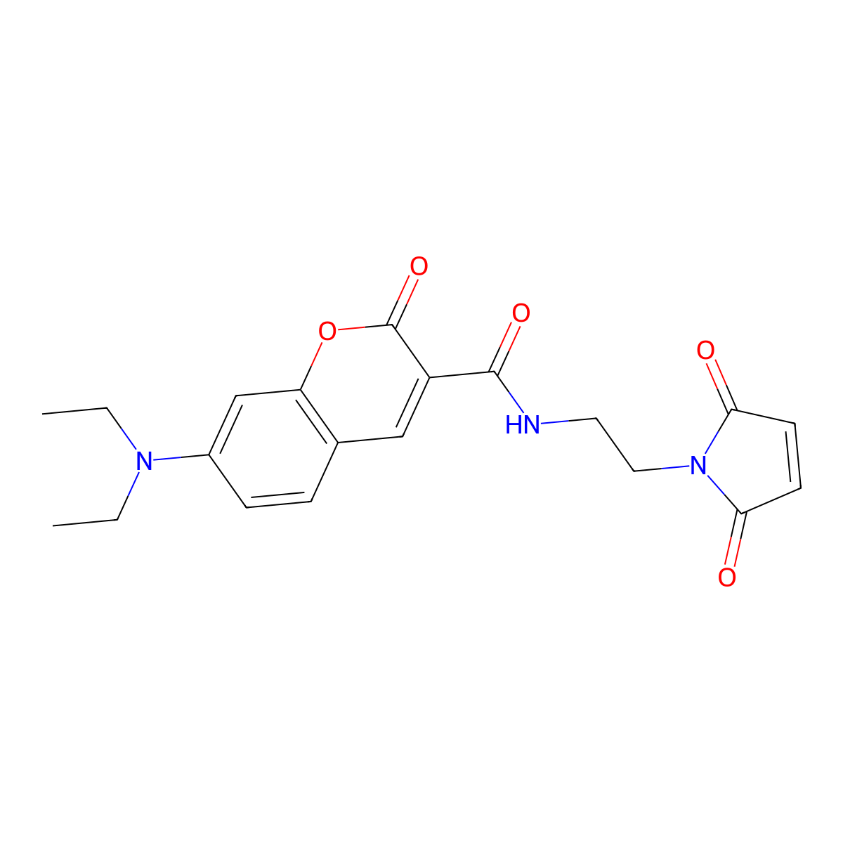 N-(2-(1-maleimidyl)ethyl)-7-(diethylamino)coumarin-3-carboxamide molecular structure, CAS 156571-46-9