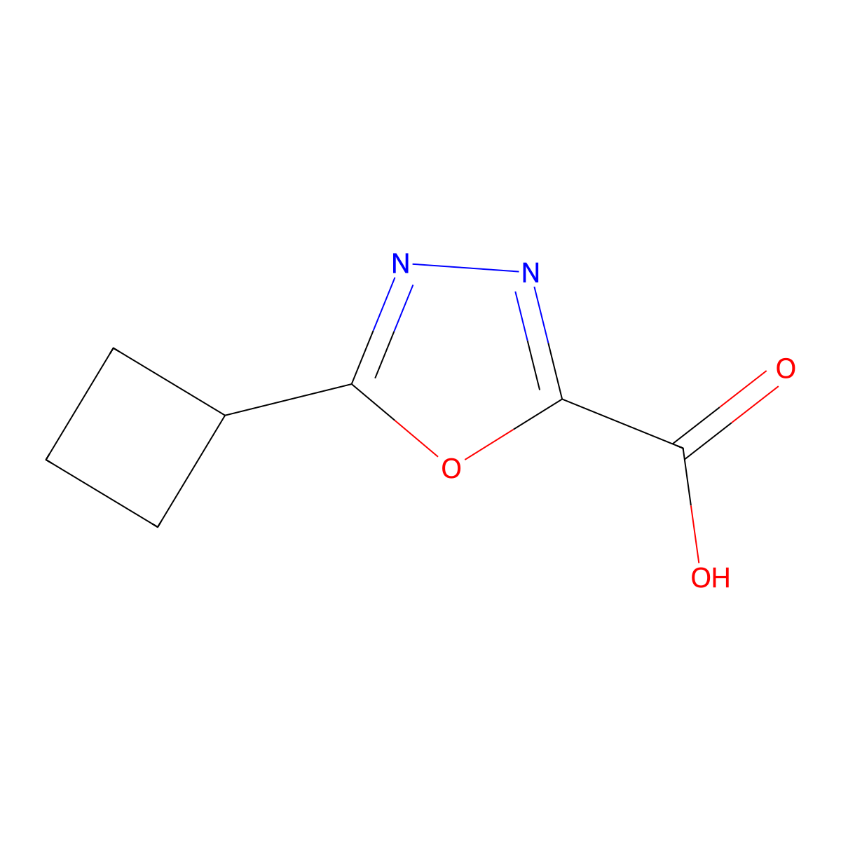 5-Cyclobutyl-1,3,4-oxadiazole-2-carboxylic acid molecular structure, CAS 1565711-16-1