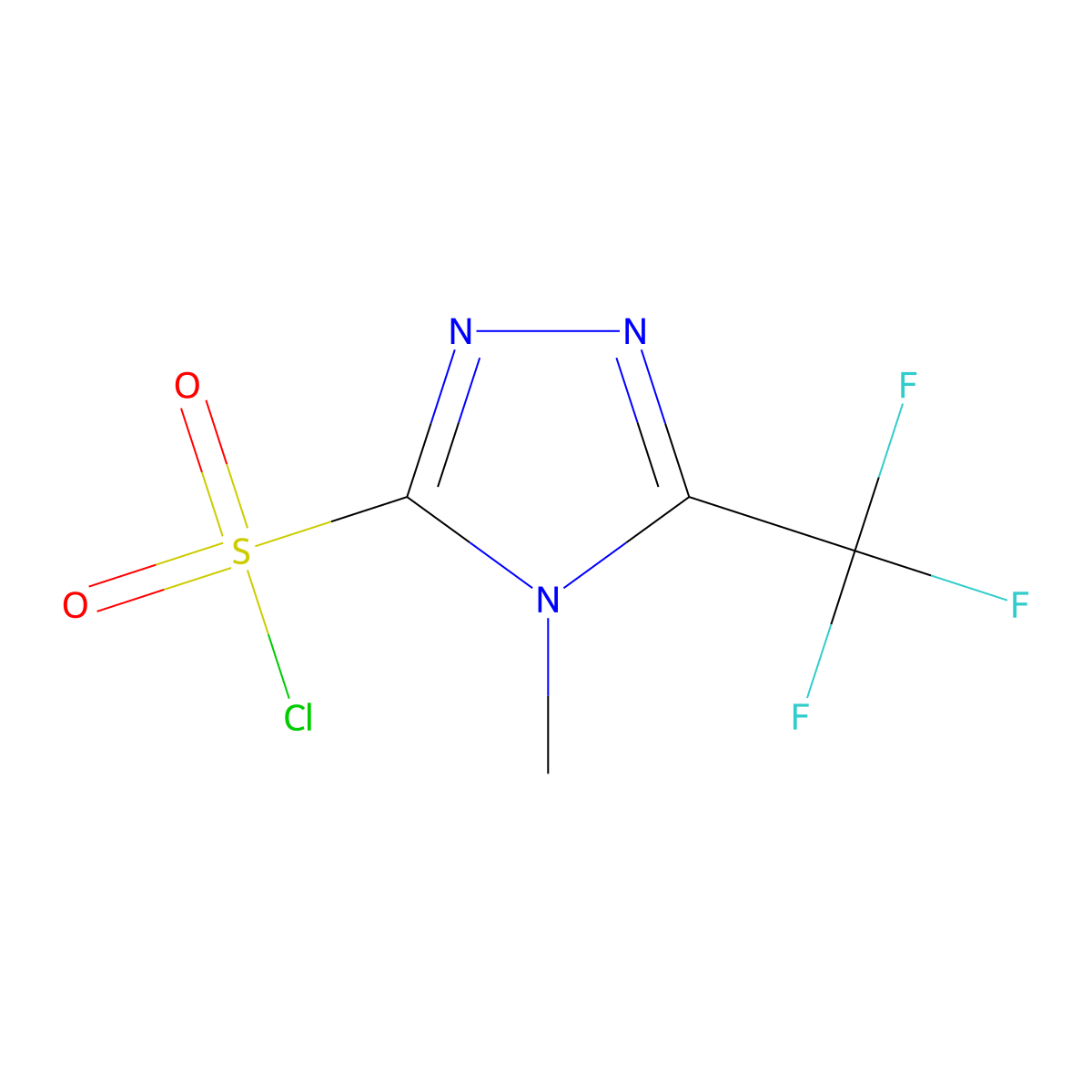 4-methyl-5-(trifluoromethyl)-4H-1,2,4-triazole-3-sulfonyl chloride molecular structure, CAS 1565713-09-8