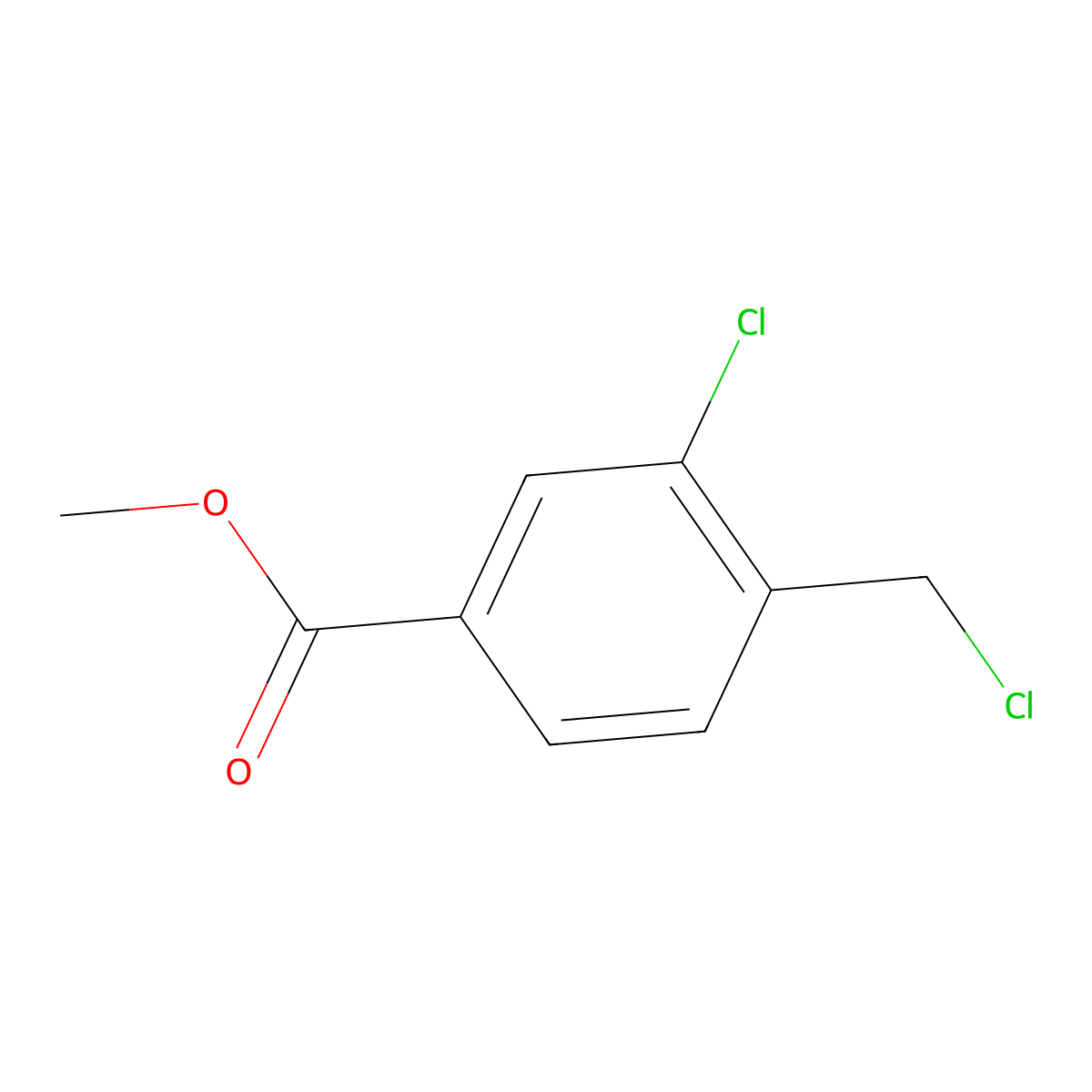 Methyl 3-chloro-4-(chloromethyl)benzoate molecular structure, CAS 1565715-02-7