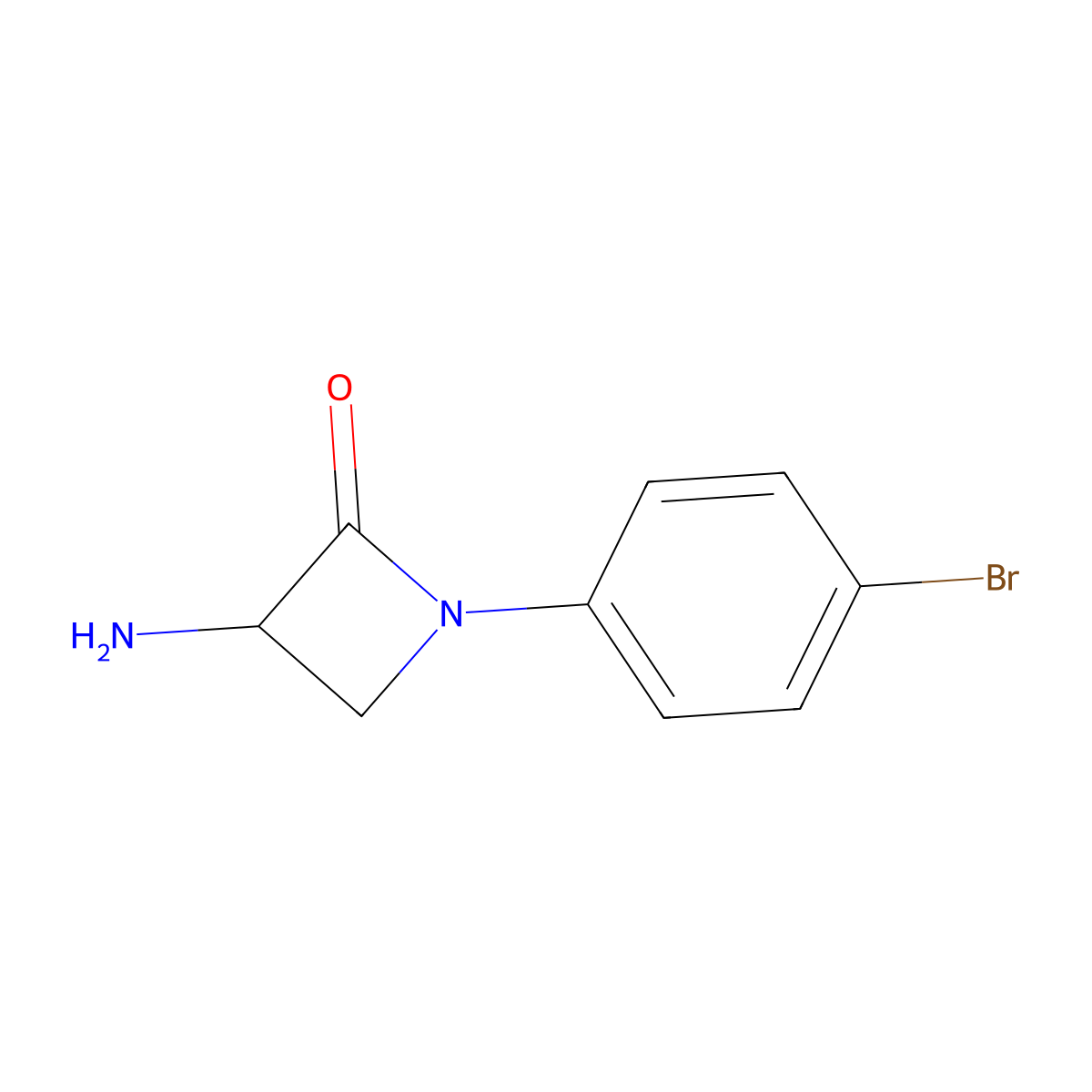 3-Amino-1-(4-bromophenyl)azetidin-2-one molecular structure, CAS 1565719-19-8