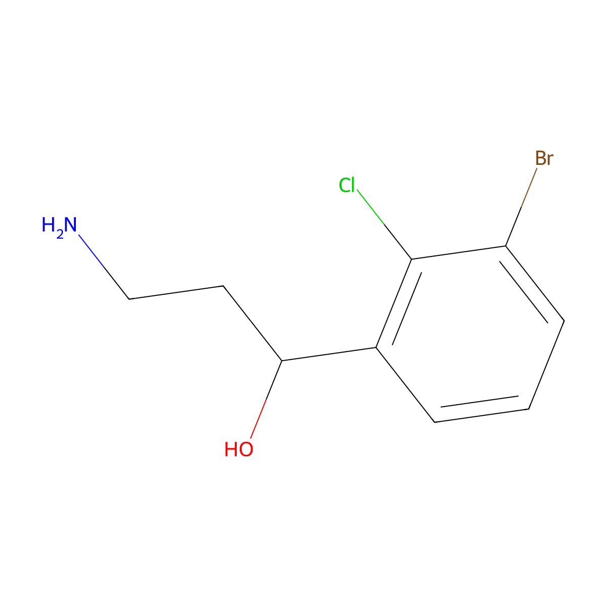 3-Amino-1-(3-bromo-2-chlorophenyl)propan-1-ol molecular structure, CAS 1565724-35-7
