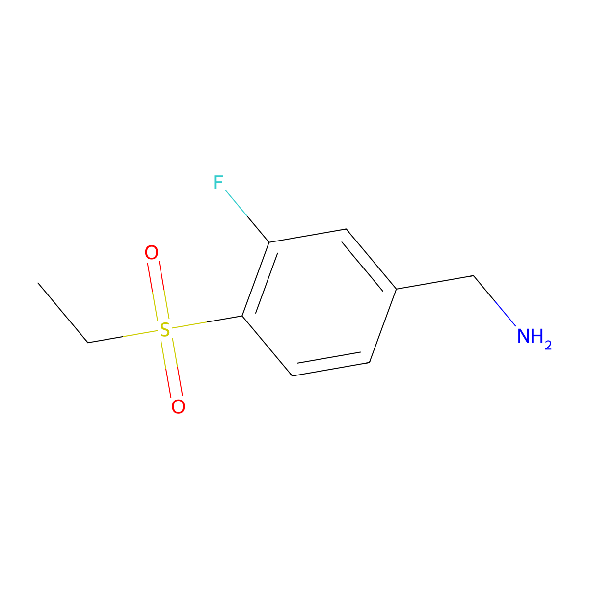 [4-(Ethanesulfonyl)-3-fluorophenyl]methanamine molecular structure, CAS 1565730-37-1