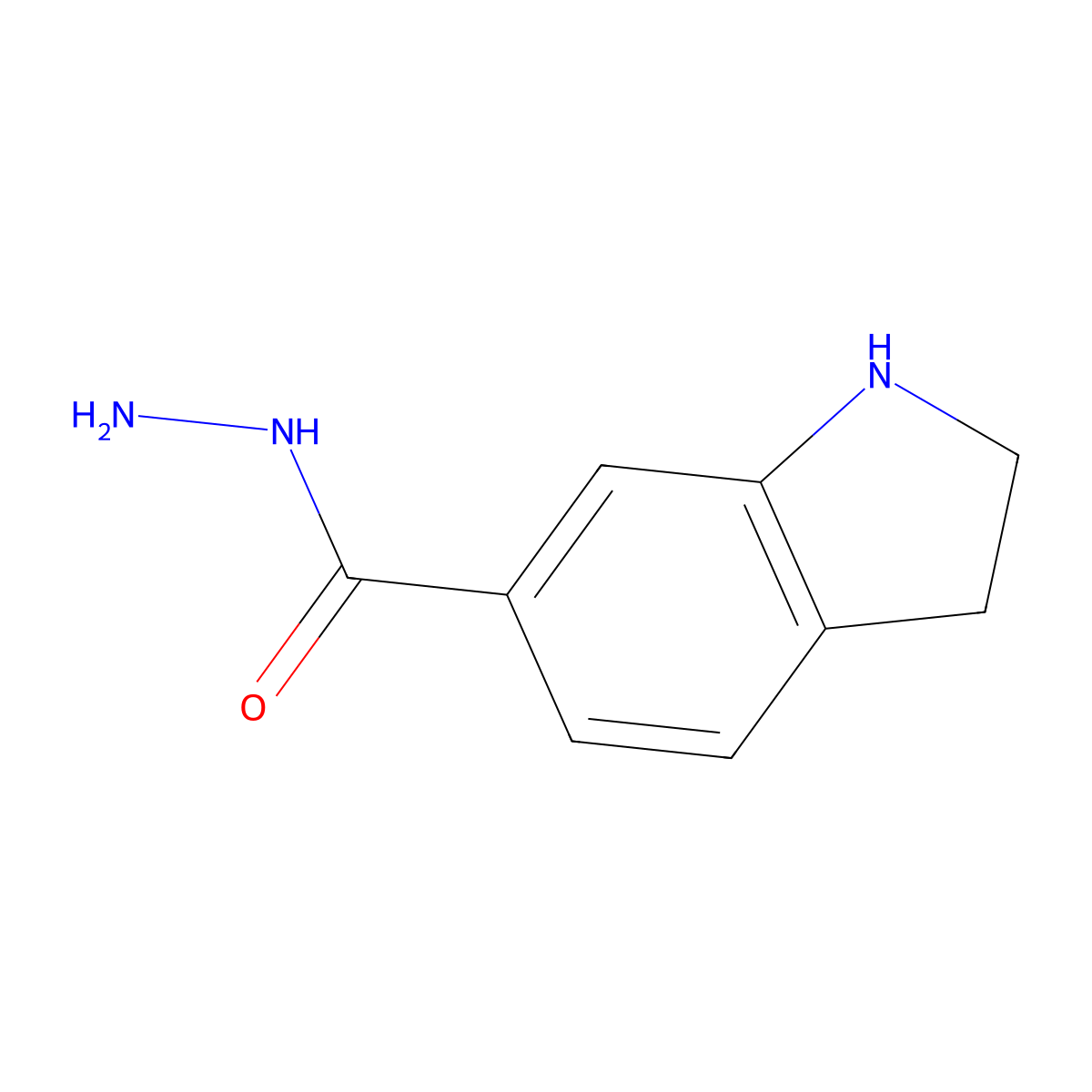 2,3-dihydro-1H-indole-6-carbohydrazide molecular structure, CAS 1565741-21-0