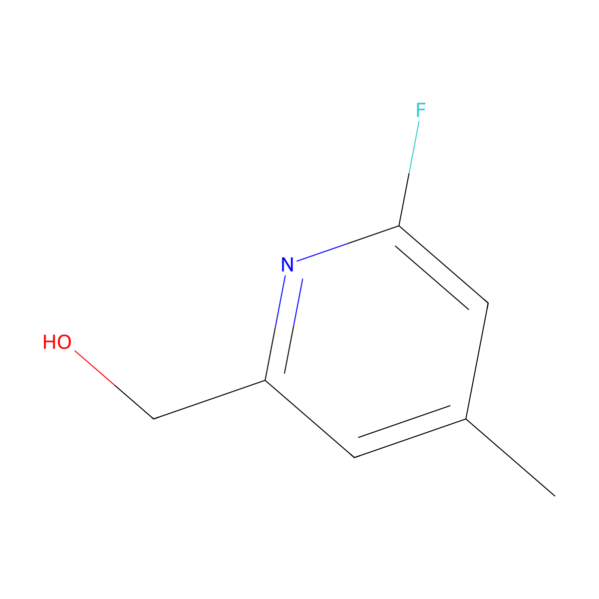 (6-Fluoro-4-methylpyridin-2-yl)methanol molecular structure, CAS 1565753-55-0
