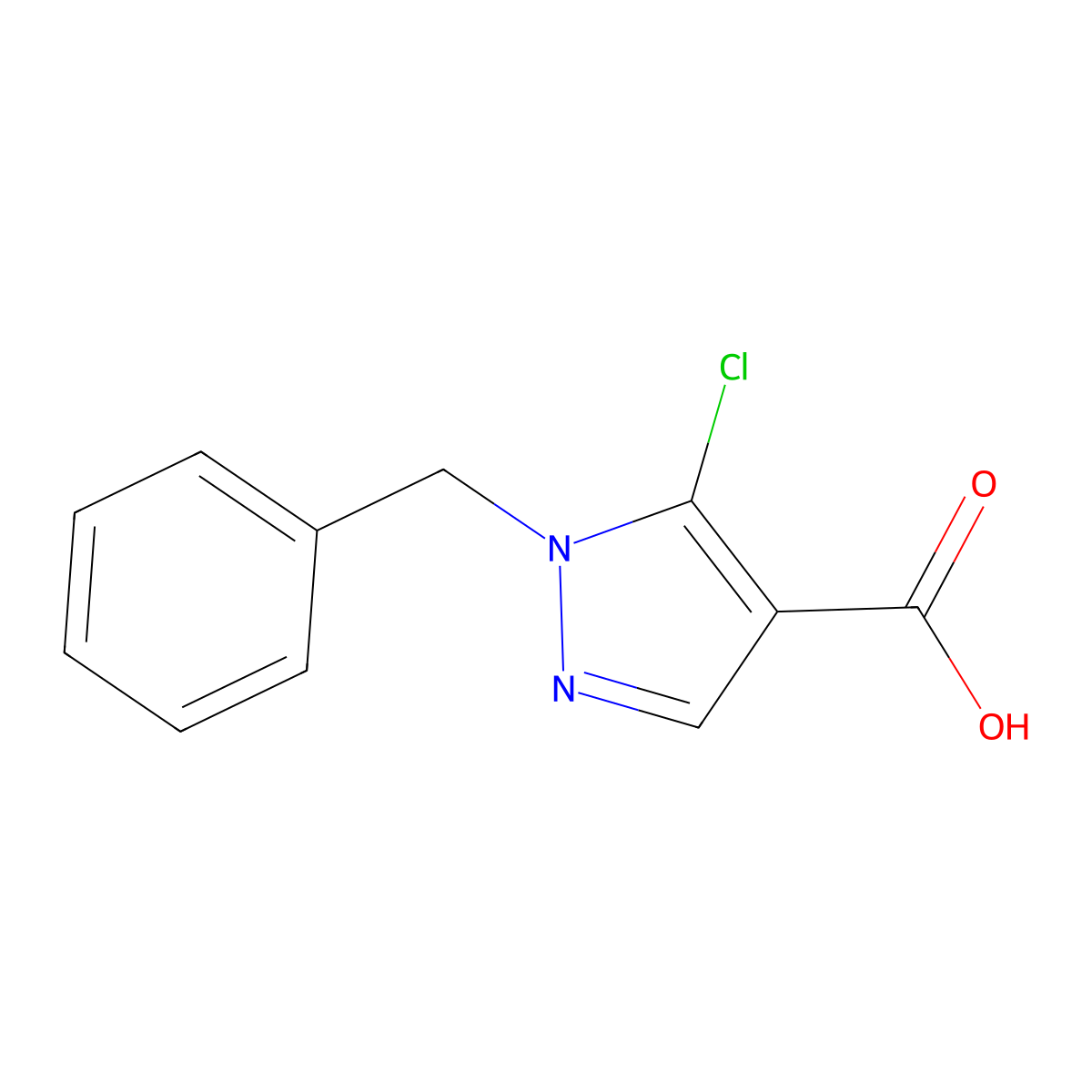 1-benzyl-5-chloro-1H-pyrazole-4-carboxylic acid molecular structure, CAS 1565755-08-9
