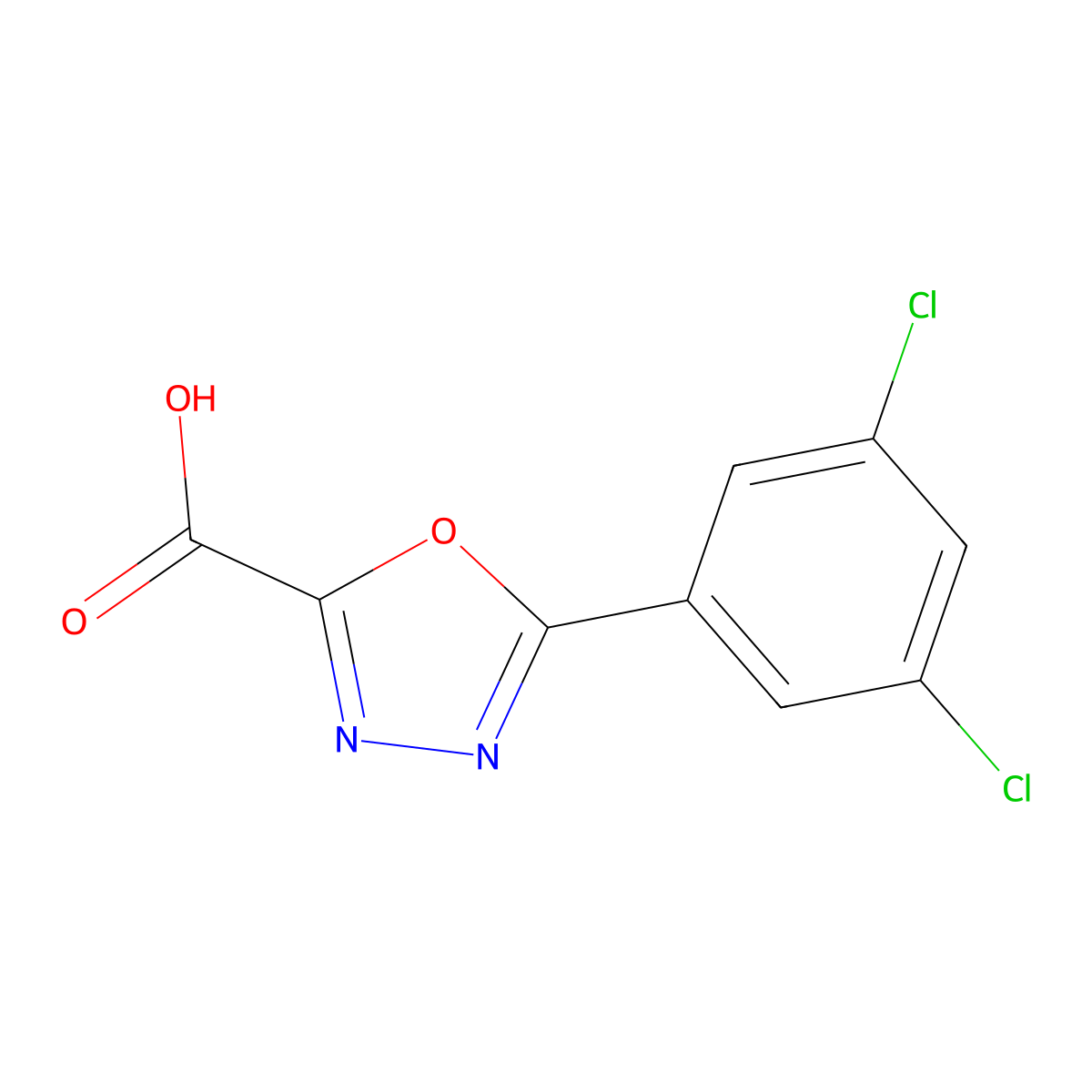 5-(3,5-Dichlorophenyl)-1,3,4-oxadiazole-2-carboxylic acid molecular structure, CAS 1565756-34-4