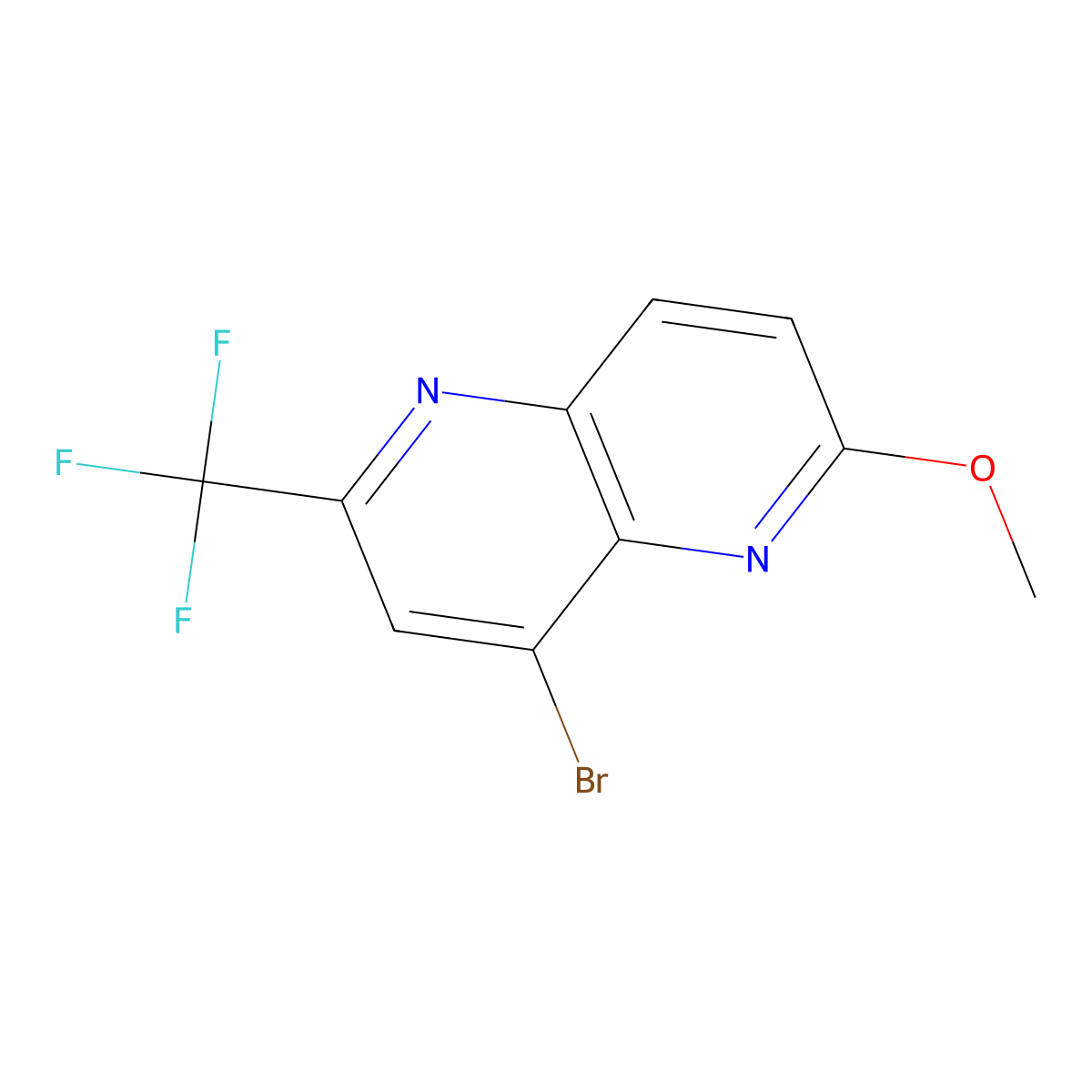 4-Bromo-6-methoxy-2-(trifluoromethyl)-1,5-naphthyridine molecular structure, CAS 1565779-84-1