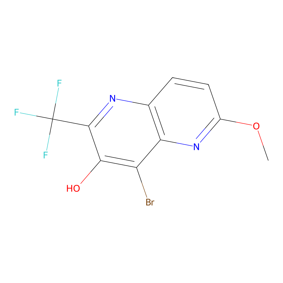 4-Bromo-6-methoxy-2-(trifluoromethyl)-1,5-naphthyridin-3-ol molecular structure, CAS 1565779-86-3