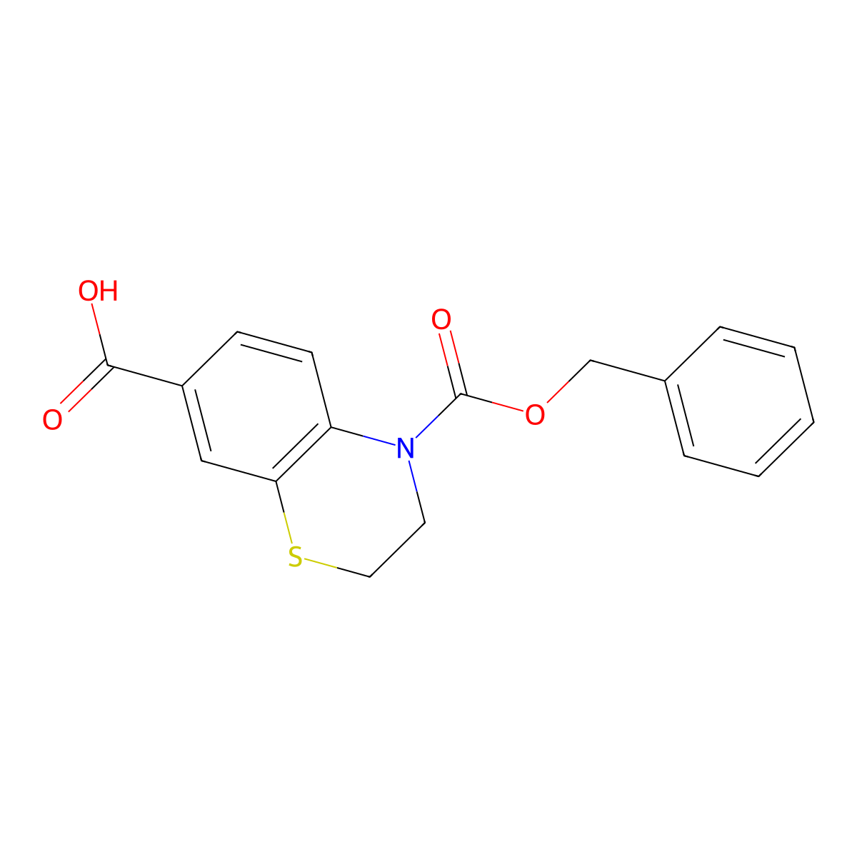 4-[(benzyloxy)carbonyl]-3,4-dihydro-2H-1,4-benzothiazine-7-carboxylic acid molecular structure, CAS 156578-92-6