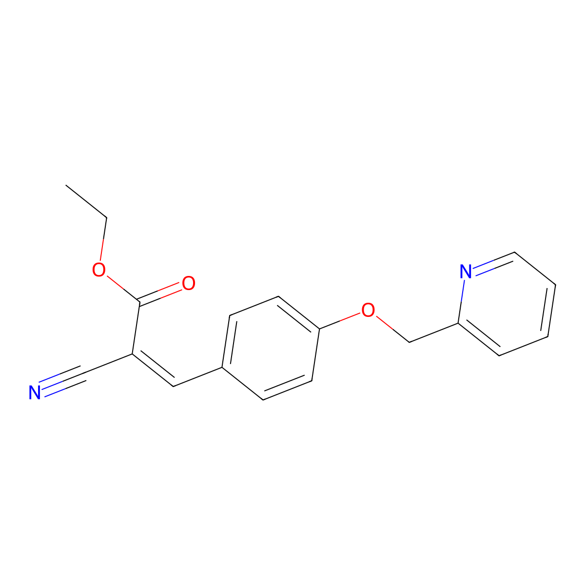 Ethyl-2-cyano-3-[4-(pyridin-2-ylmethoxy)phenyl]prop-2-enoate molecular structure, CAS 1565822-18-5