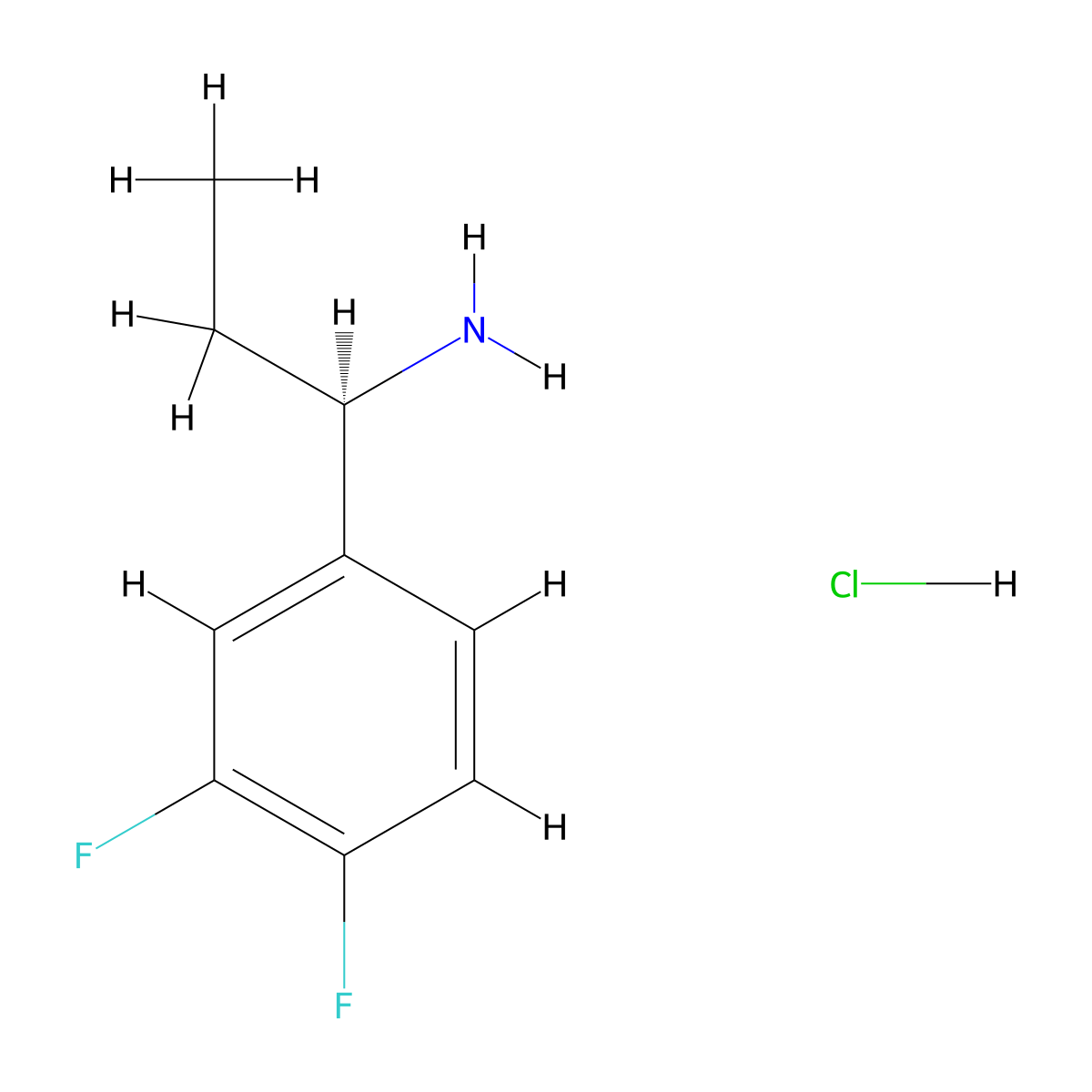 (R)-1-(3,4-Difluorophenyl)propan-1-amine hydrochloride molecular structure, CAS 1565825-89-9