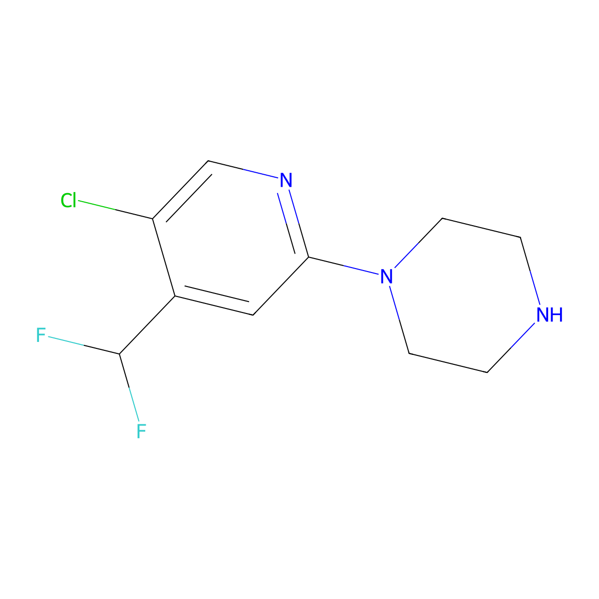1-[5-Chloro-4-(difluoromethyl)pyridin-2-yl]piperazine molecular structure, CAS 1565827-81-7