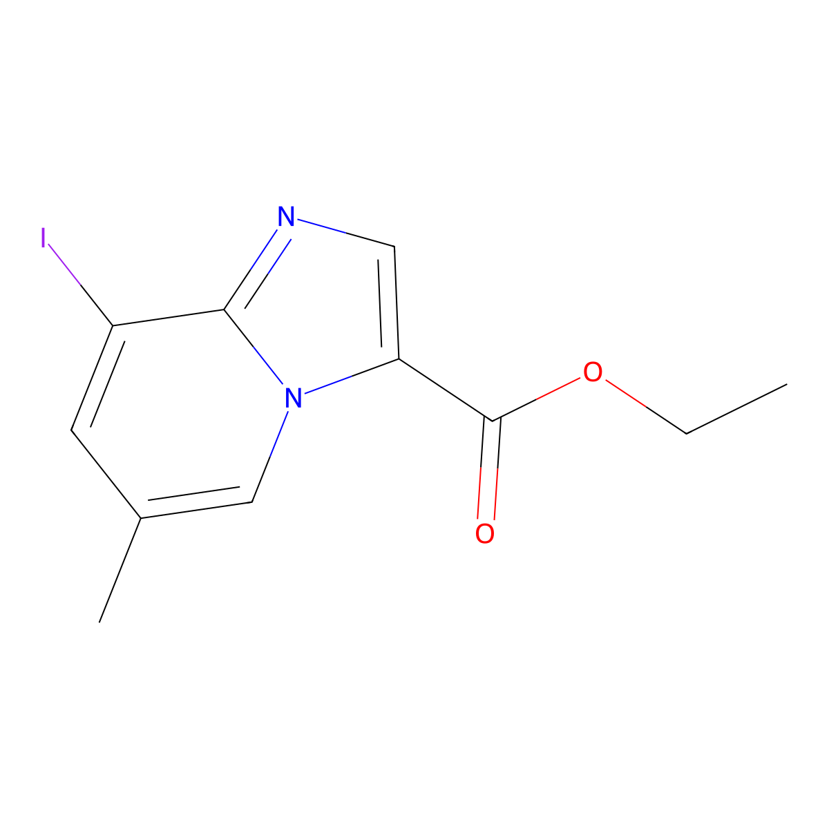 Ethyl 8-iodo-6-methylimidazo[1,2-a]pyridine-3-carboxylate molecular structure, CAS 1565827-85-1