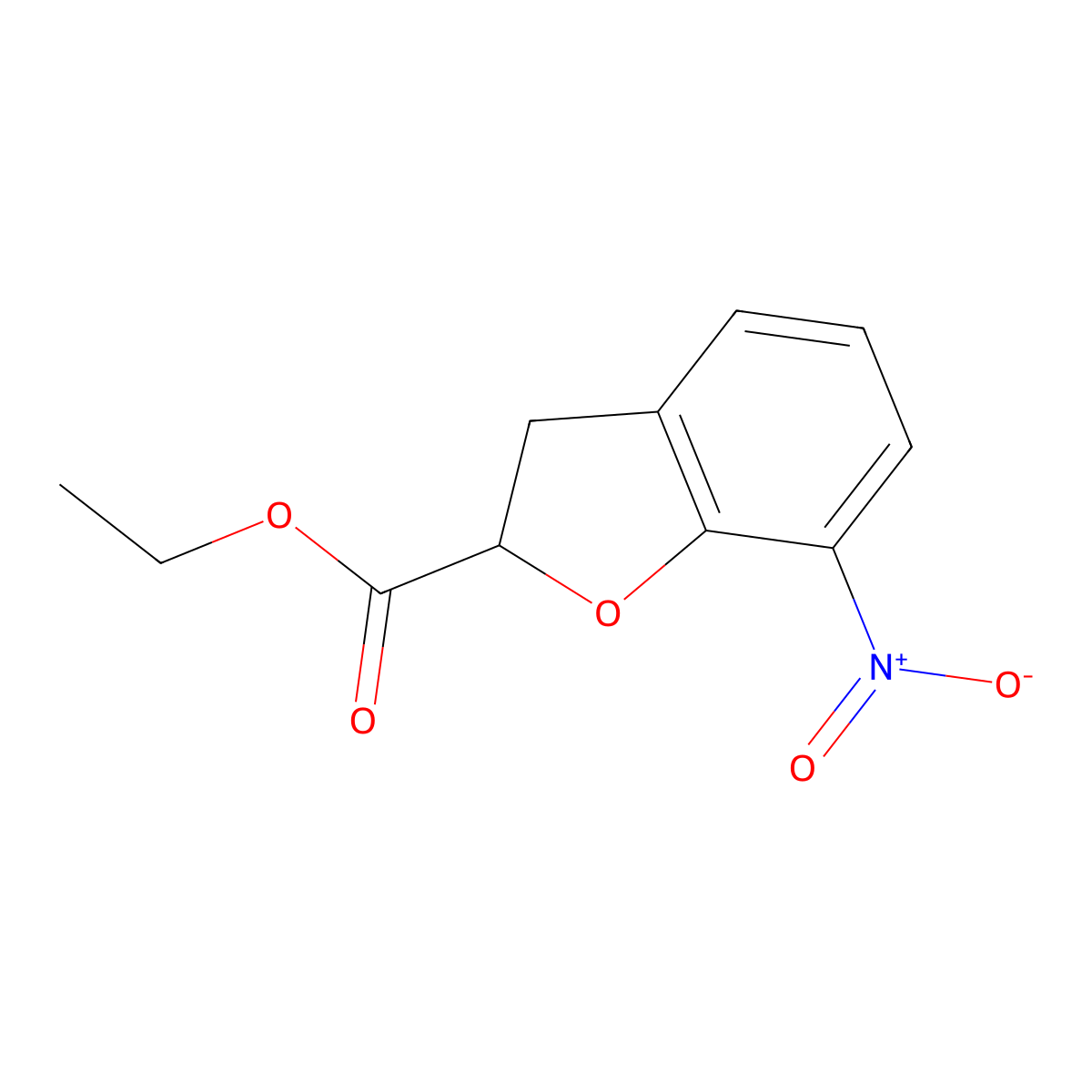 Ethyl 7-nitro-2,3-dihydro-1-benzofuran-2-carboxylate molecular structure, CAS 1565845-67-1