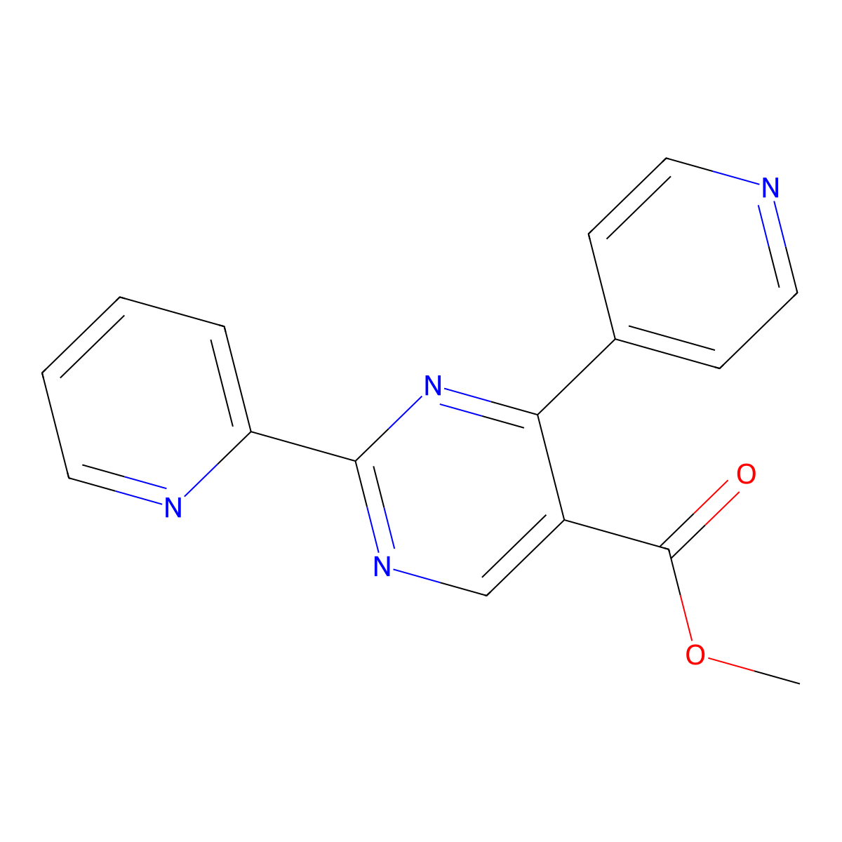 Methyl 2-(pyridin-2-yl)-4-(pyridin-4-yl)pyrimidine-5-carboxylate molecular structure, CAS 1565845-69-3