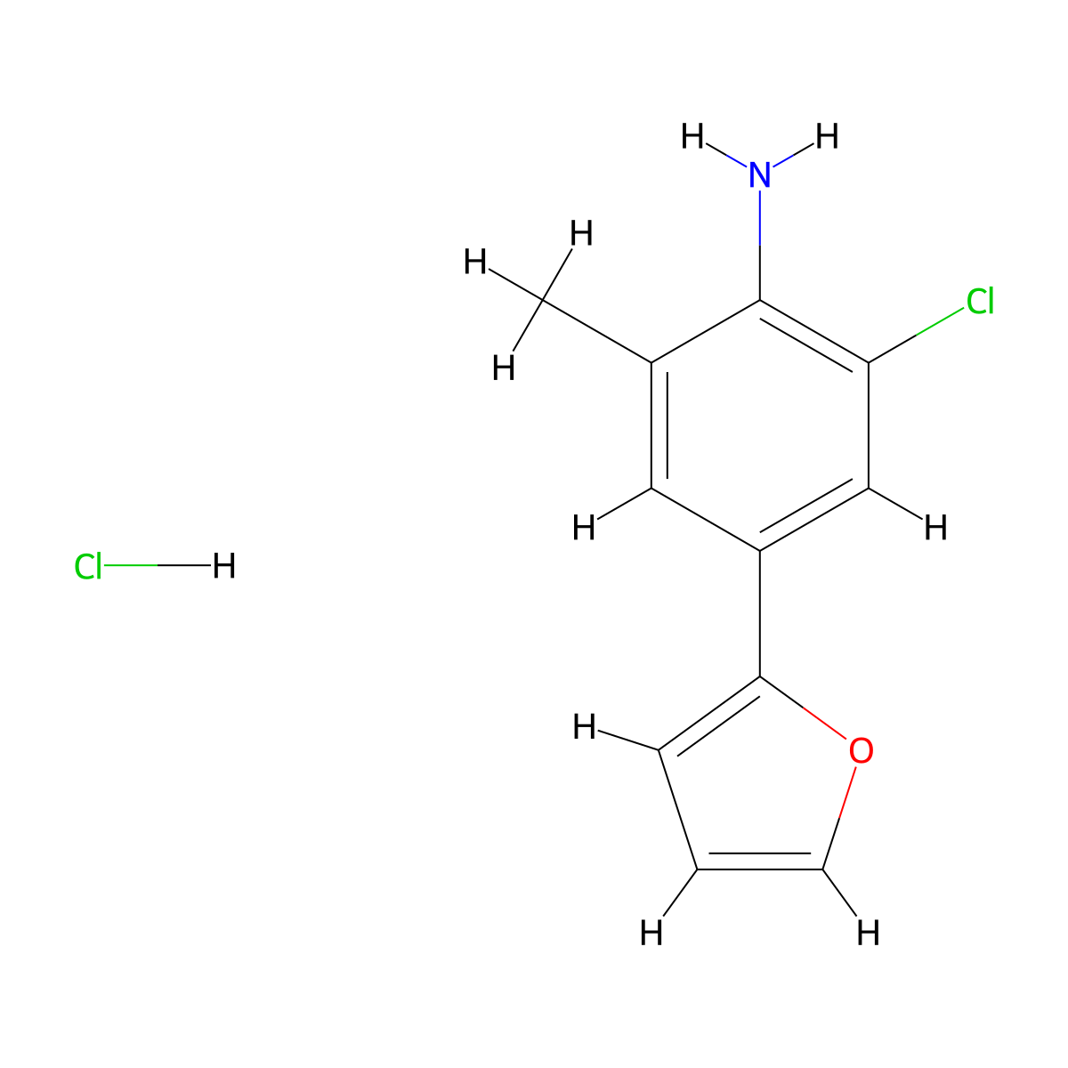 2-Chloro-4-(furan-2-yl)-6-methylaniline hydrochloride molecular structure, CAS 1565845-72-8