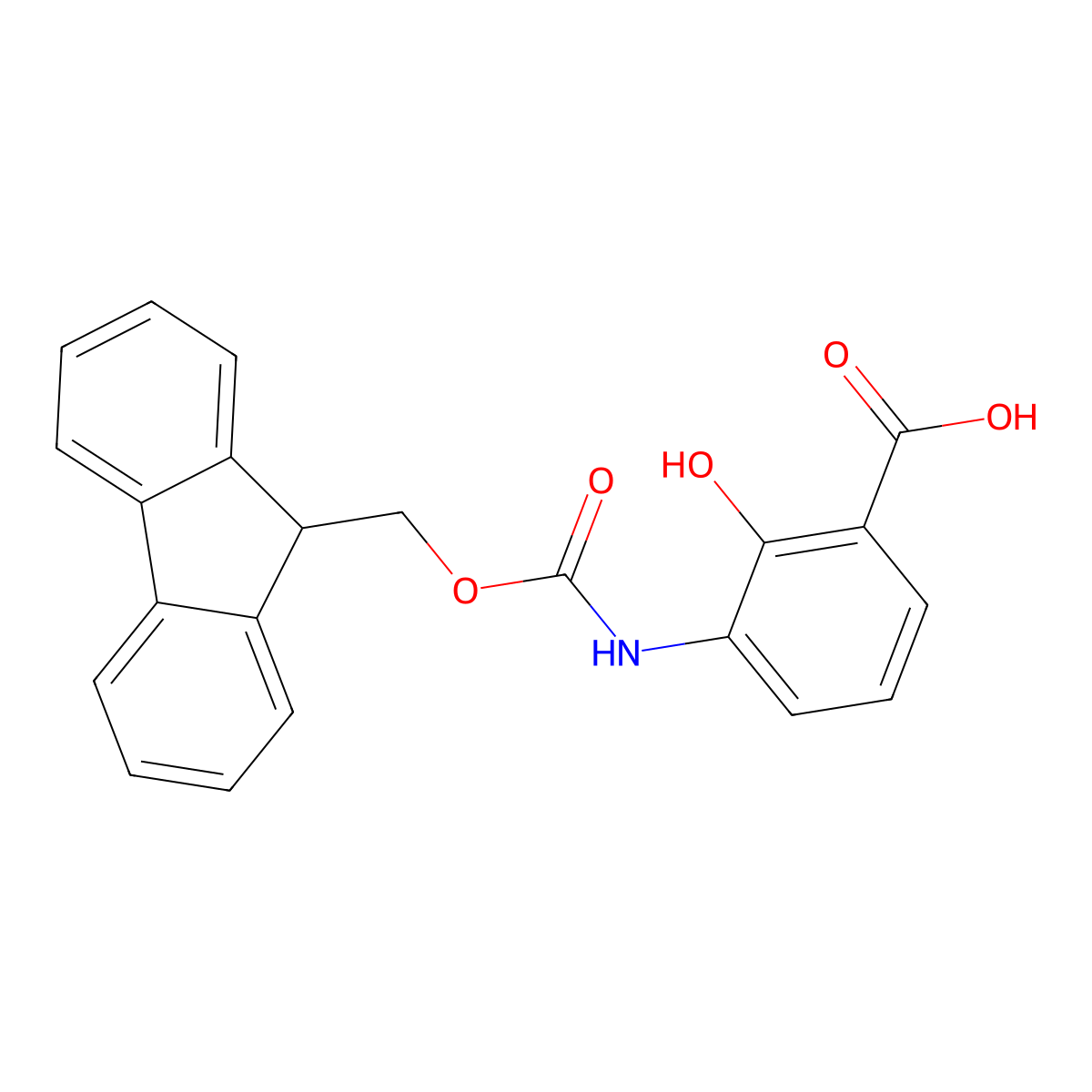 3-({[(9H-fluoren-9-yl)methoxy]carbonyl}amino)-2-hydroxybenzoicacid molecular structure, CAS 1565853-34-0