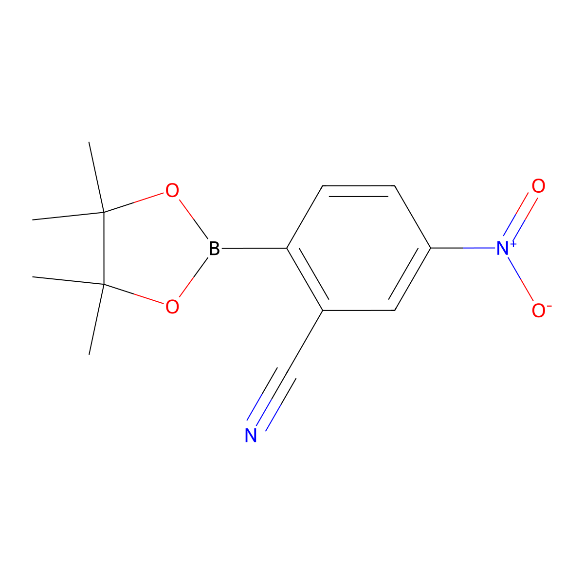 5-Nitro-2-(tetramethyl-1,3,2-dioxaborolan-2-yl)benzonitrile molecular structure, CAS 1565857-68-2