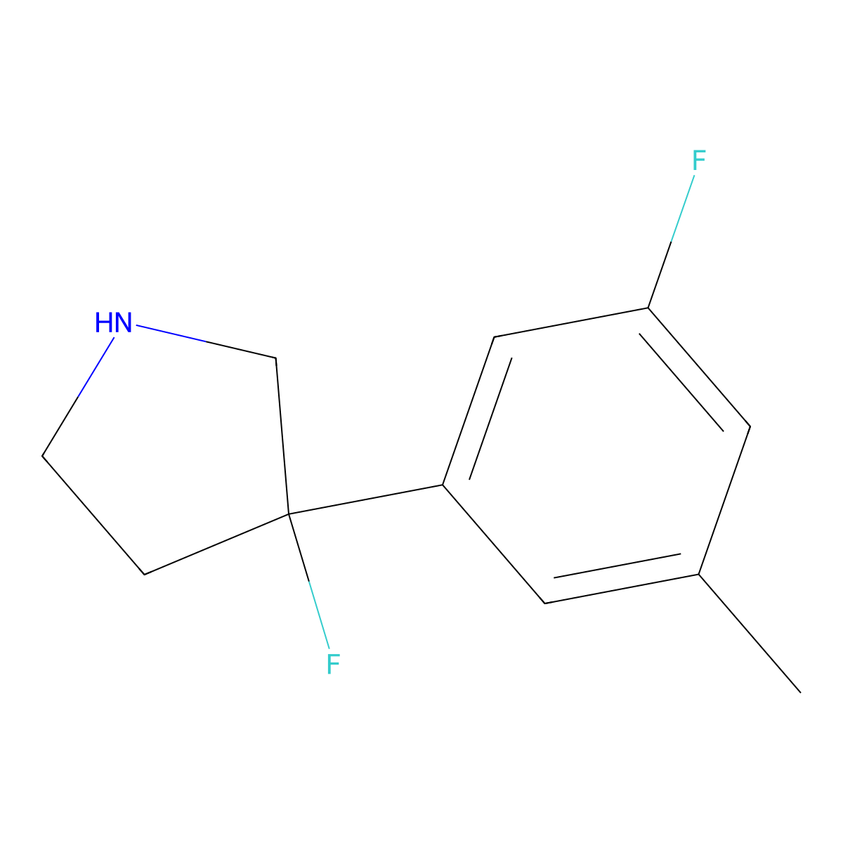 3-Fluoro-3-(3-fluoro-5-methylphenyl)pyrrolidine molecular structure, CAS 1565909-48-9