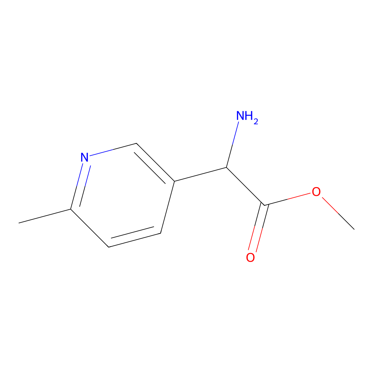 Methyl 2-amino-2-(6-methylpyridin-3-yl)acetate molecular structure, CAS 1565911-95-6