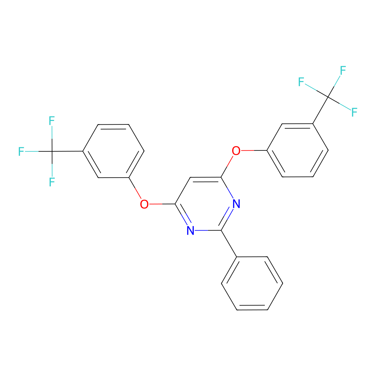 2-Phenyl-4,6-bis[3-(trifluoromethyl)phenoxy]pyrimidine molecular structure, CAS 156592-13-1