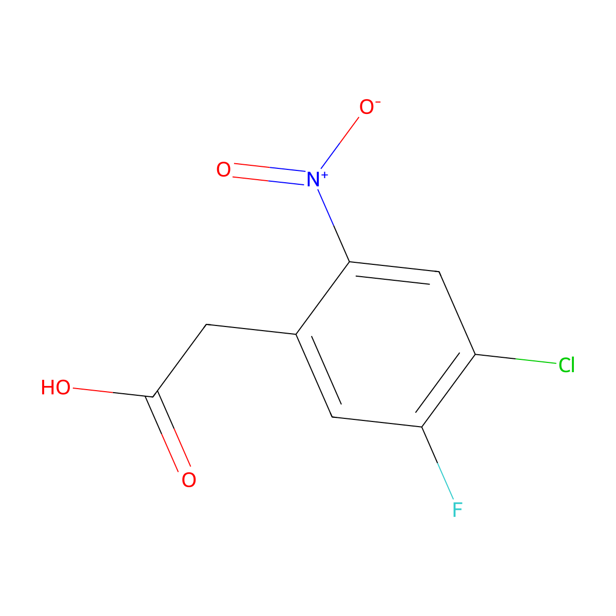 2-(4-Chloro-5-fluoro-2-nitrophenyl)acetic acid molecular structure, CAS 1565927-14-1