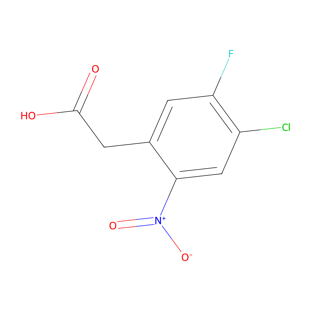 2-(4-Chloro-5-fluoro-2-nitrophenyl)acetic acid molecular structure, CAS 1565927-14-1