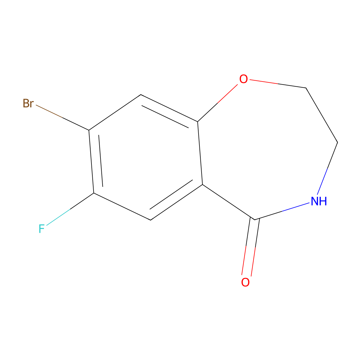 8-Bromo-7-fluoro-2,3,4,5-tetrahydro-1,4-benzoxazepin-5-one molecular structure, CAS 1565932-23-1