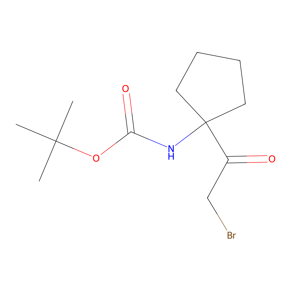 tert-butyl N-[1-(2-bromoacetyl)cyclopentyl]carbamate molecular structure, CAS 1565945-58-5