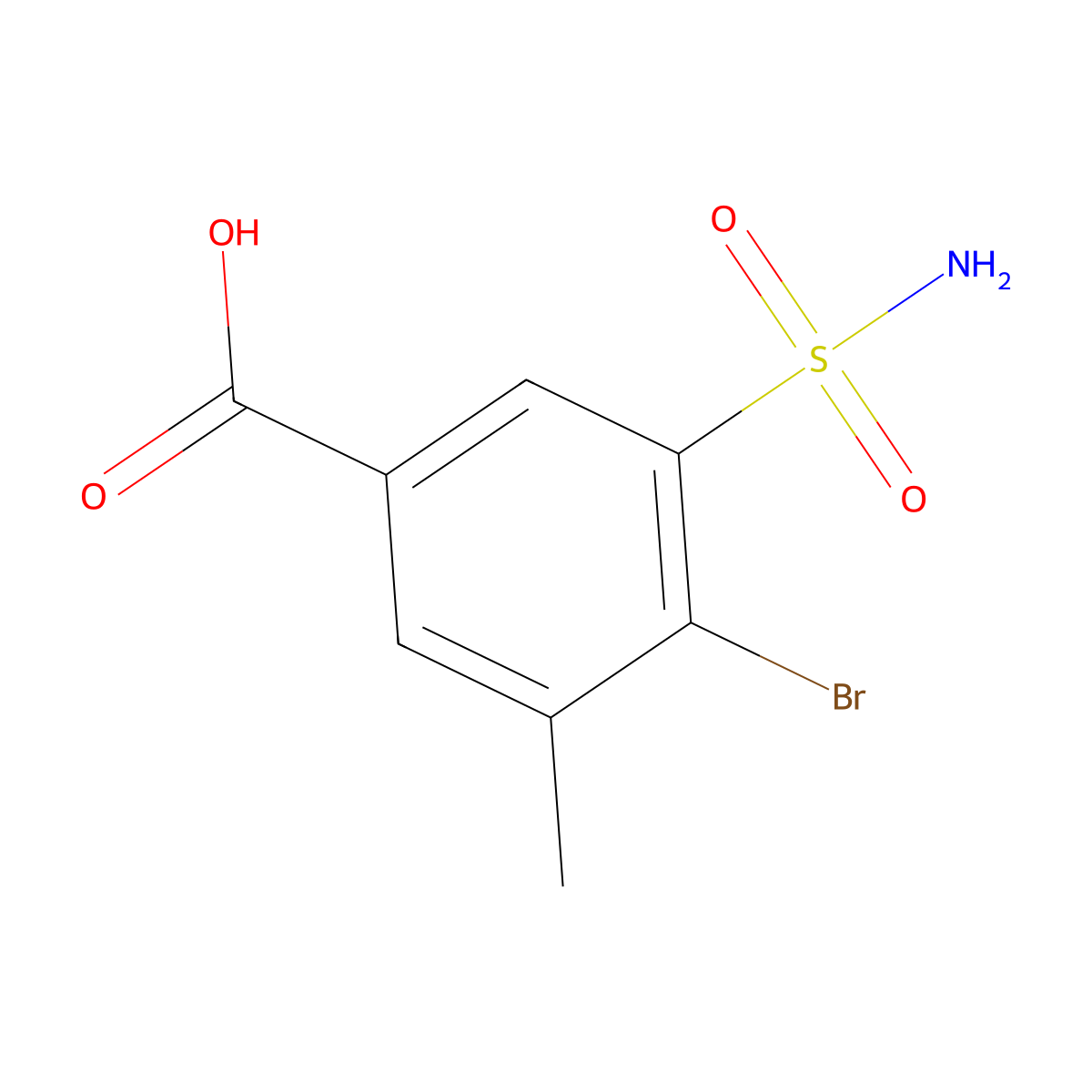 4-Bromo-3-methyl-5-sulfamoylbenzoic acid molecular structure, CAS 1565953-02-7