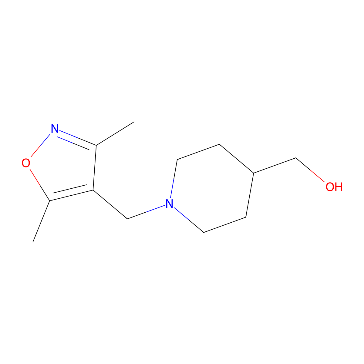 {1-[(3,5-Dimethyl-1,2-oxazol-4-yl)methyl]piperidin-4-yl}methanol molecular structure, CAS 1565954-27-9