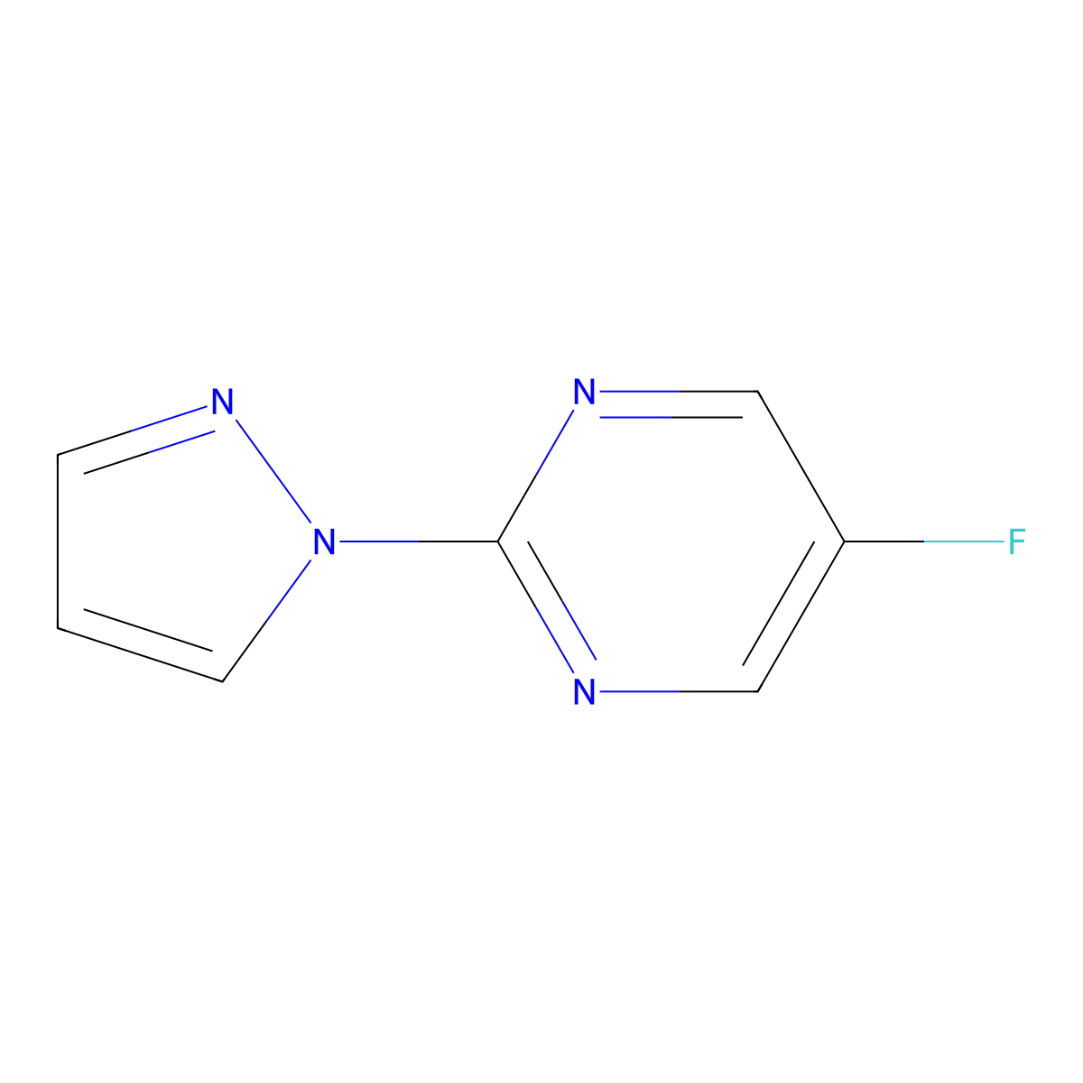 5-fluoro-2-(1H-pyrazol-1-yl)pyrimidine molecular structure, CAS 1565968-28-6