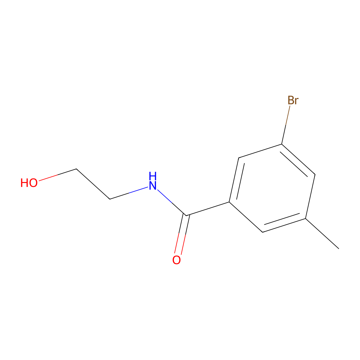 3-Bromo-N-(2-hydroxyethyl)-5-methylbenzamide molecular structure, CAS 1565975-82-7