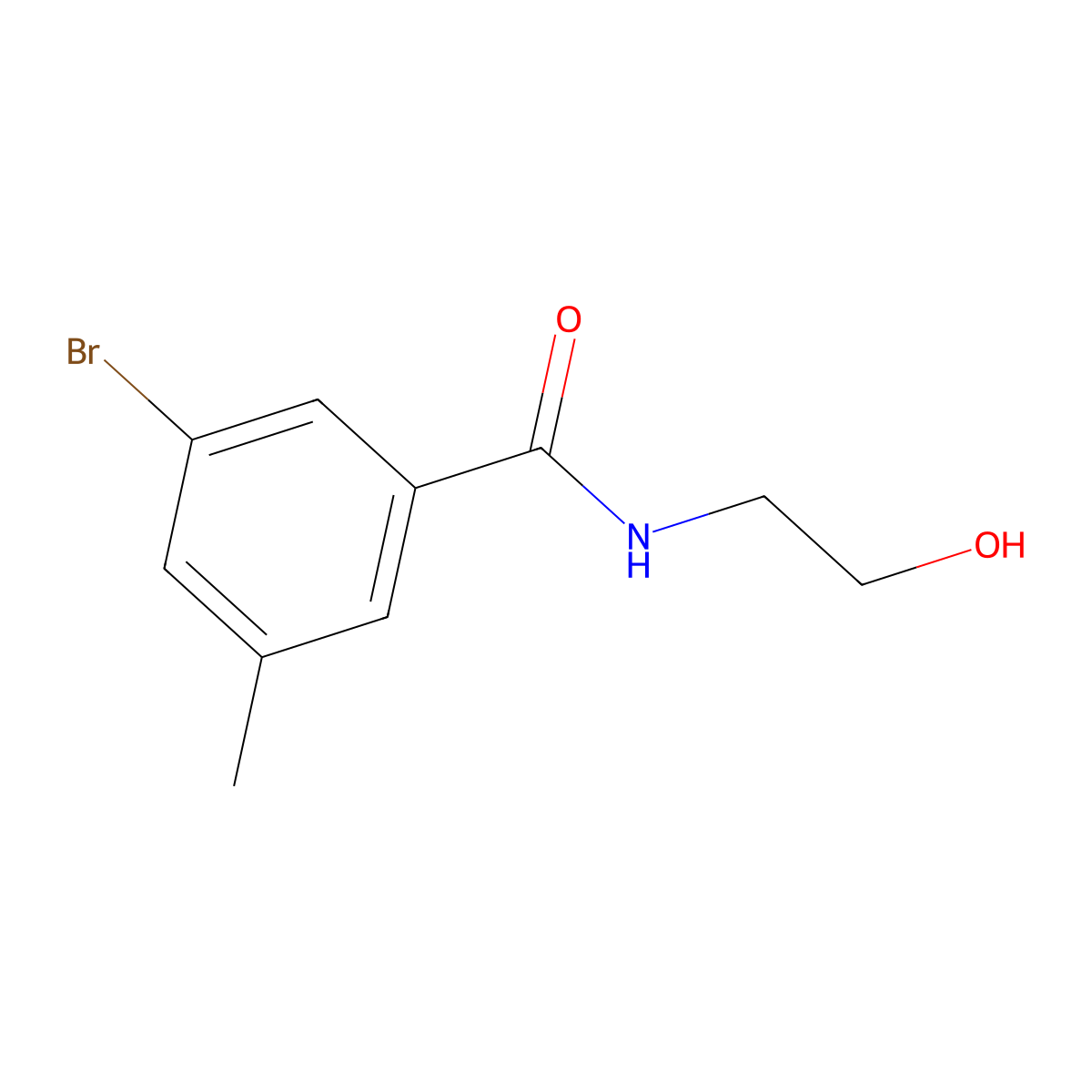 3-Bromo-N-(2-hydroxyethyl)-5-methylbenzamide molecular structure, CAS 1565975-82-7