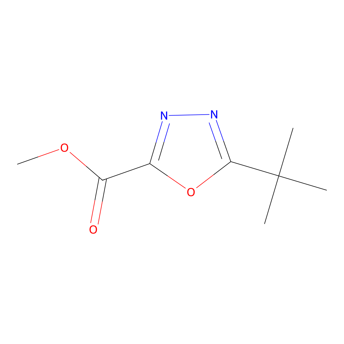Methyl 5-tert-butyl-1,3,4-oxadiazole-2-carboxylate molecular structure, CAS 1565976-13-7