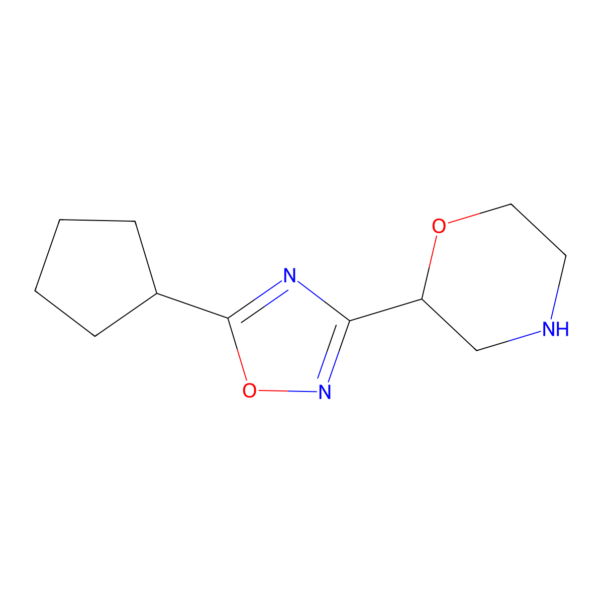 2-(5-Cyclopentyl-1,2,4-oxadiazol-3-yl)morpholine molecular structure, CAS 1565997-83-2